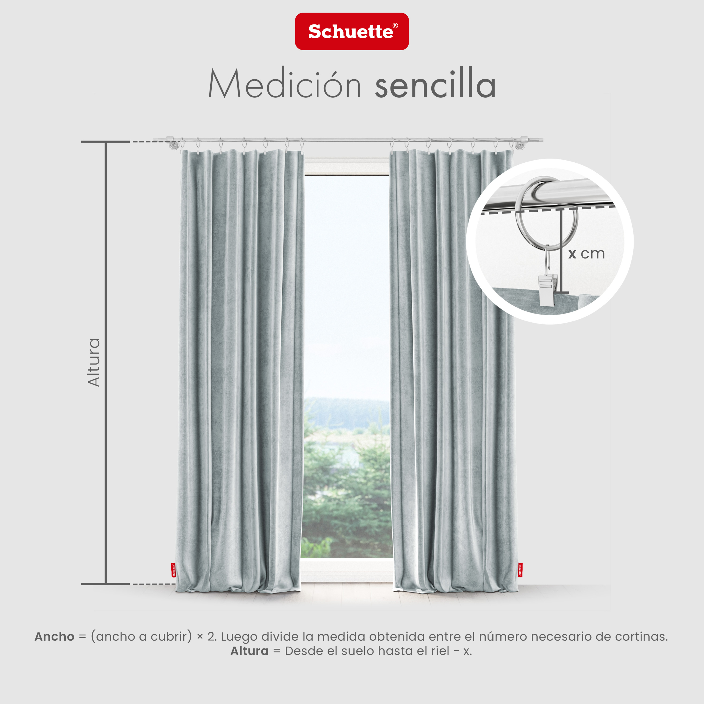 Schuette® Verdunkelungs-Vorhang Gardine mit Tunnelband nach Maß ● Millenium Velvet Kollektion: Koala Shade (Grau) ● 1 Stück ● Knitterfrei Pflegeleicht Thermo Blickdicht & stark Abdunkelnd