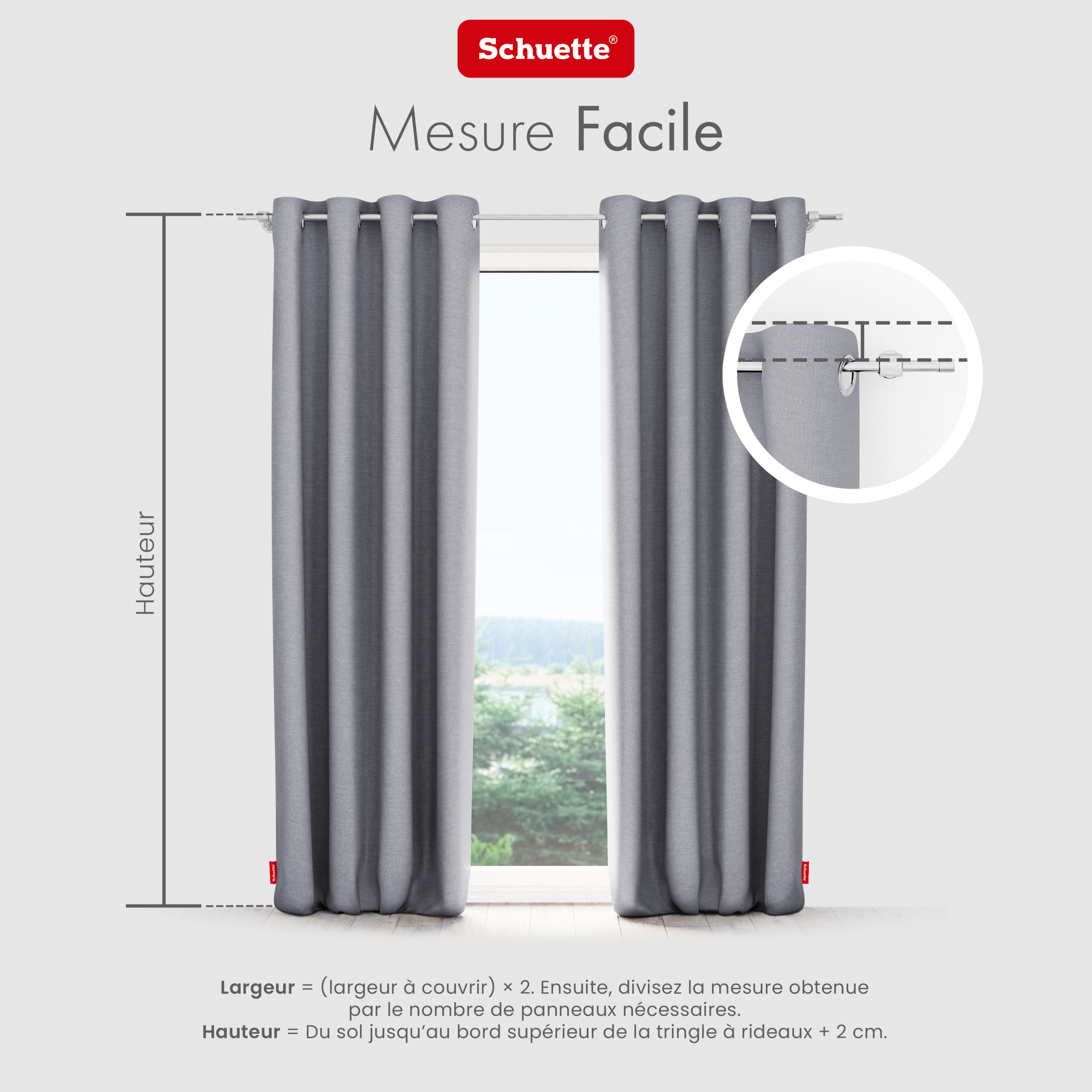 Schuette® Verdunkelungs-Vorhang Gardine mit Ösen nach Maß ● Century Black Kollektion: Fine Platinium (Silber) ● 1 Stück ● Knitterfrei Pflegeleicht Thermo Blickdicht & stark Abdunkelnd