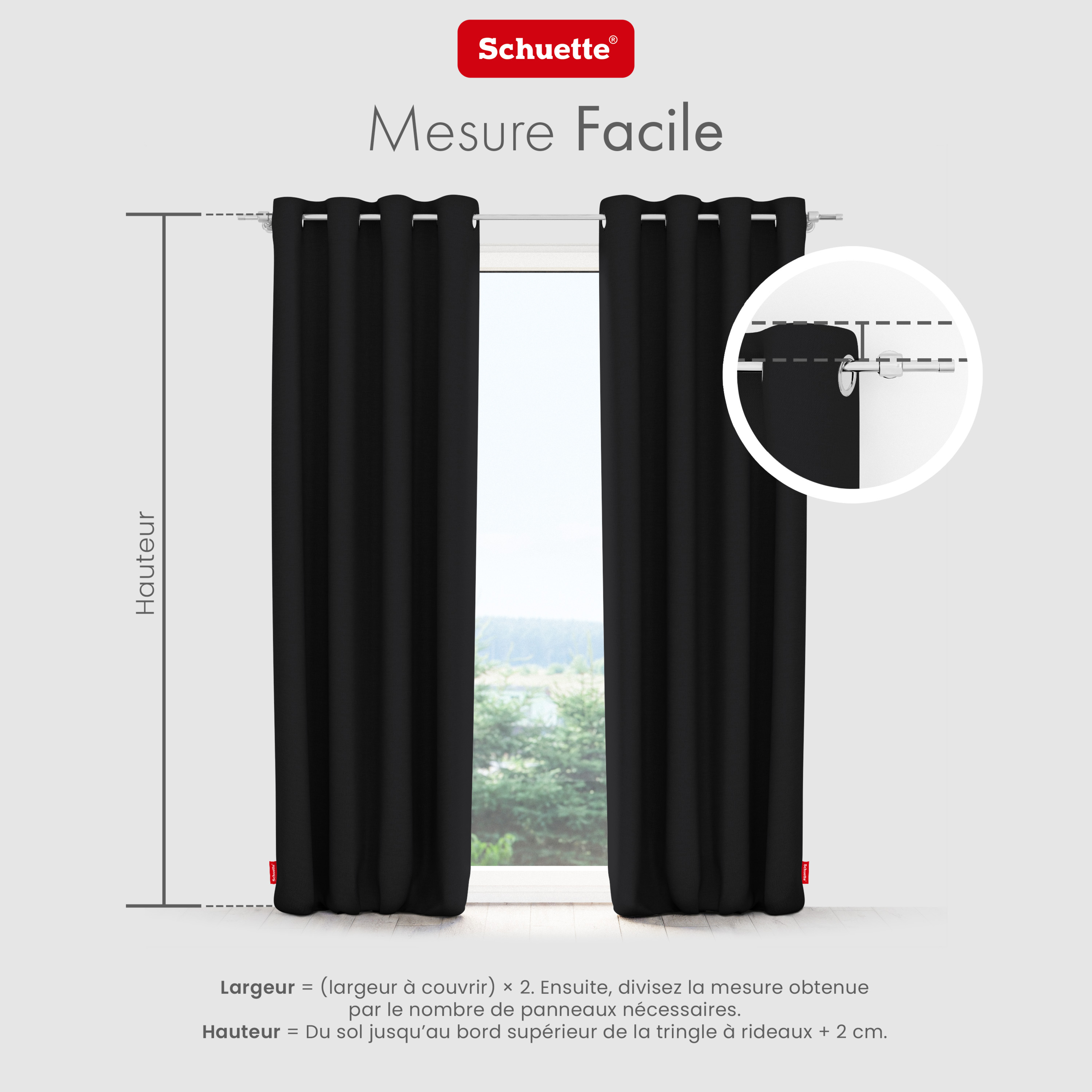 Schuette® Verdunkelungs-Vorhang Gardine mit Ösen nach Maß ● Century Black Kollektion: Raven Feather (Schwarz) ● 1 Stück ● Knitterfrei Pflegeleicht Thermo Blickdicht & stark Abdunkelnd