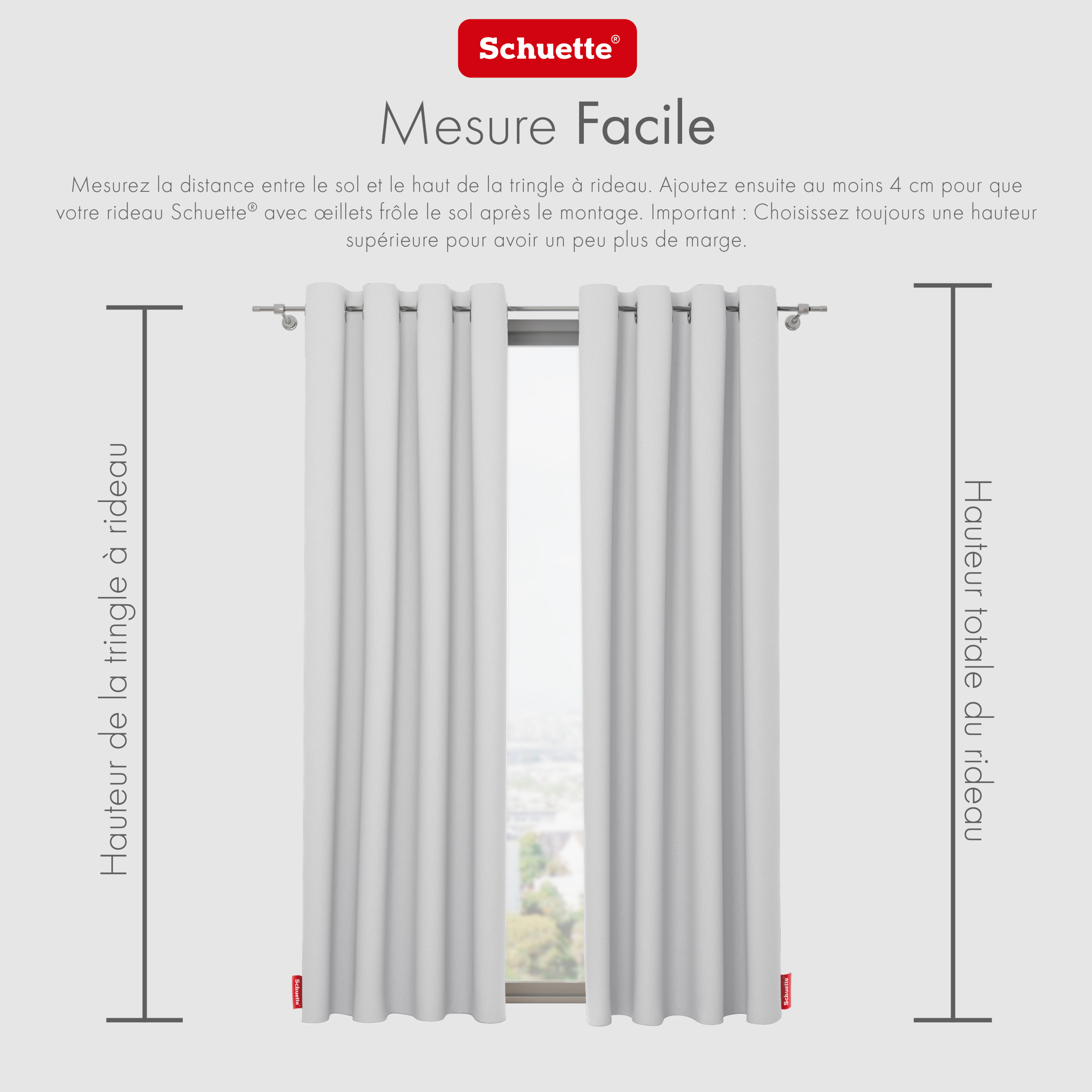 Schuette® Verdunkelungs-Vorhang Gardine mit Tunnelband nach Maß ● Century Black Kollektion: Misty White (Weiß-Grau) ● 1 Stück ● Knitterfrei Pflegeleicht Thermo Blickdicht & stark Abdunkelnd