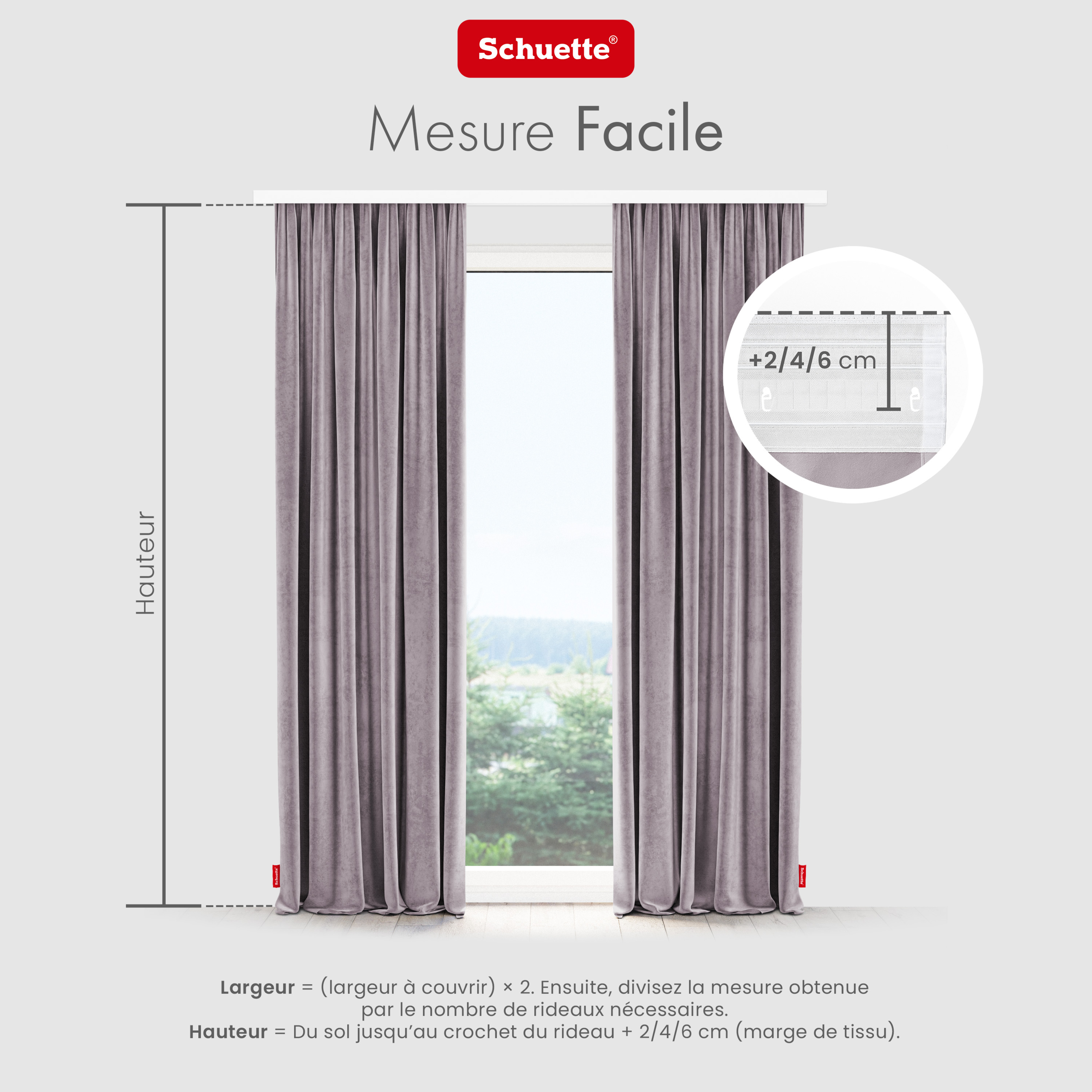 Schuette® Verdunkelungs-Vorhang Gardine mit Tunnelband nach Maß ● Millenium Velvet Kollektion: Purple Grape (Lila) ● 1 Stück ● Knitterfrei Pflegeleicht Thermo Blickdicht & stark Abdunkelnd