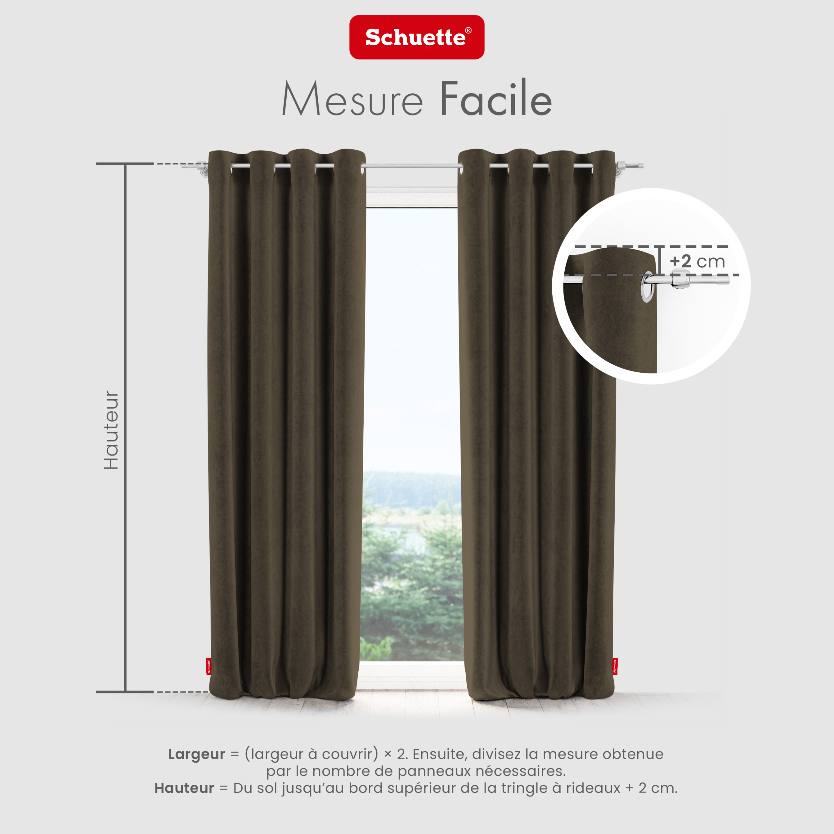 Schuette® Verdunkelungs-Vorhang Gardine mit Ösen nach Maß ● Millenium Velvet Kollektion: Bright Lead (Braun) ● 1 Stück ● Knitterfrei Pflegeleicht Thermo Blickdicht & stark Abdunkelnd