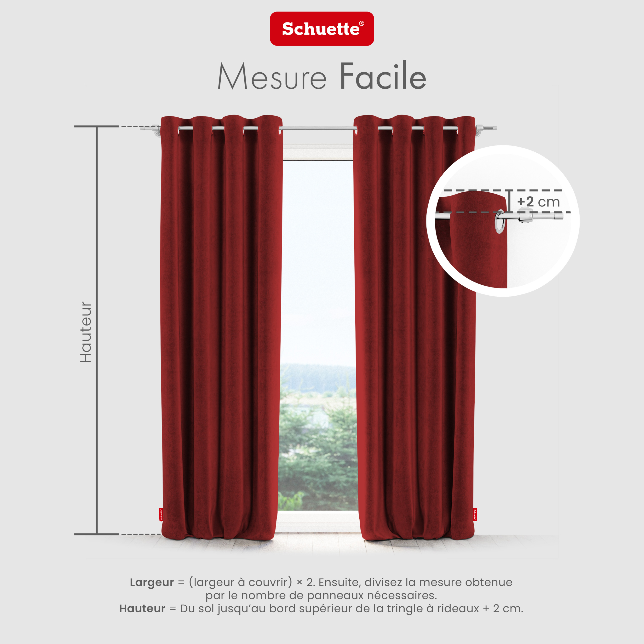 Schuette® Verdunkelungs-Vorhang Gardine mit Ösen nach Maß ● Millenium Velvet Kollektion: Sangria (Rot) ● 1 Stück ● Knitterfrei Pflegeleicht Thermo Blickdicht & stark Abdunkelnd
