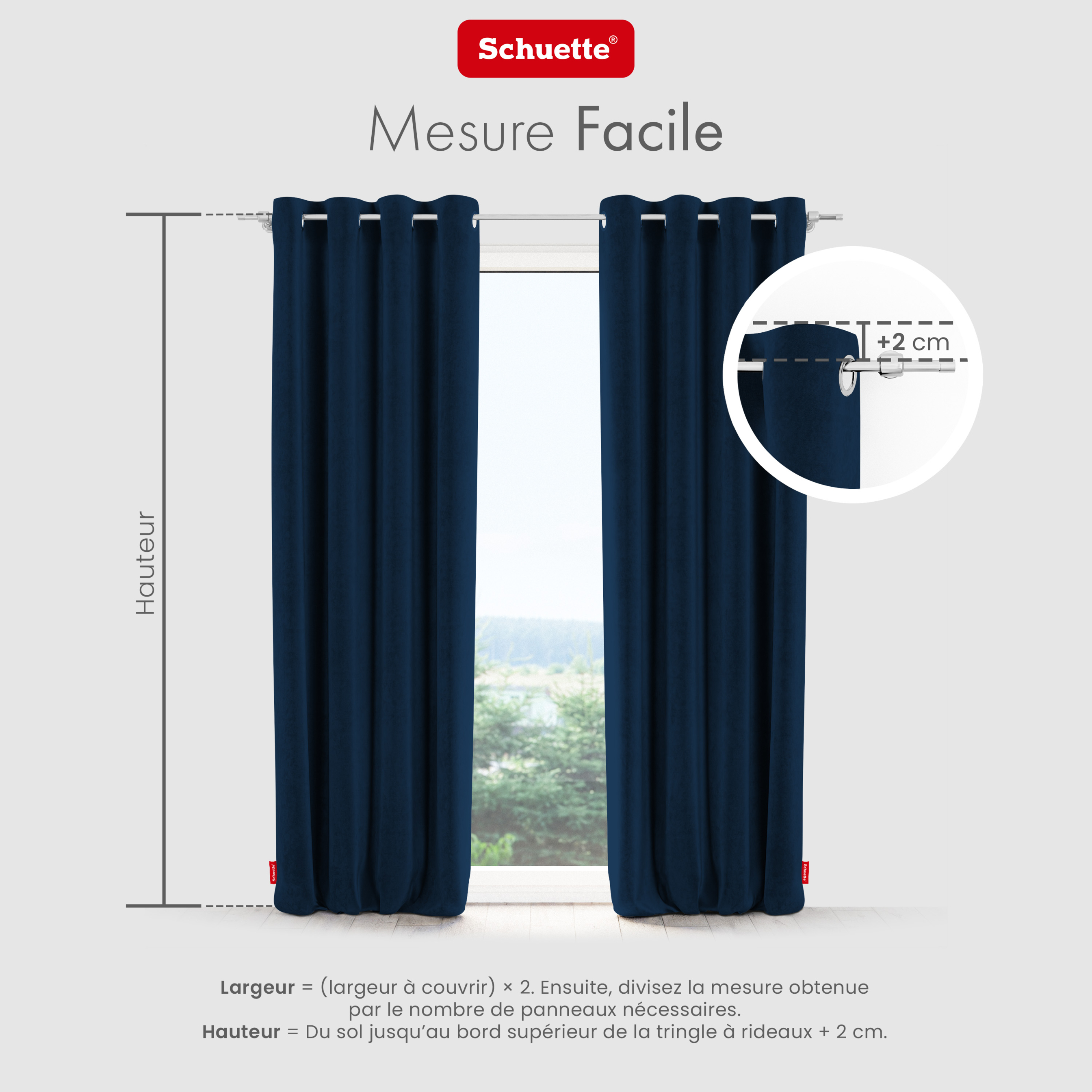 Schuette® Verdunkelungs-Vorhang Gardine mit Ösen nach Maß ● Millenium Velvet Kollektion: Royal Blue (Blau) ● 1 Stück ● Knitterfrei Pflegeleicht Thermo Blickdicht & stark Abdunkelnd