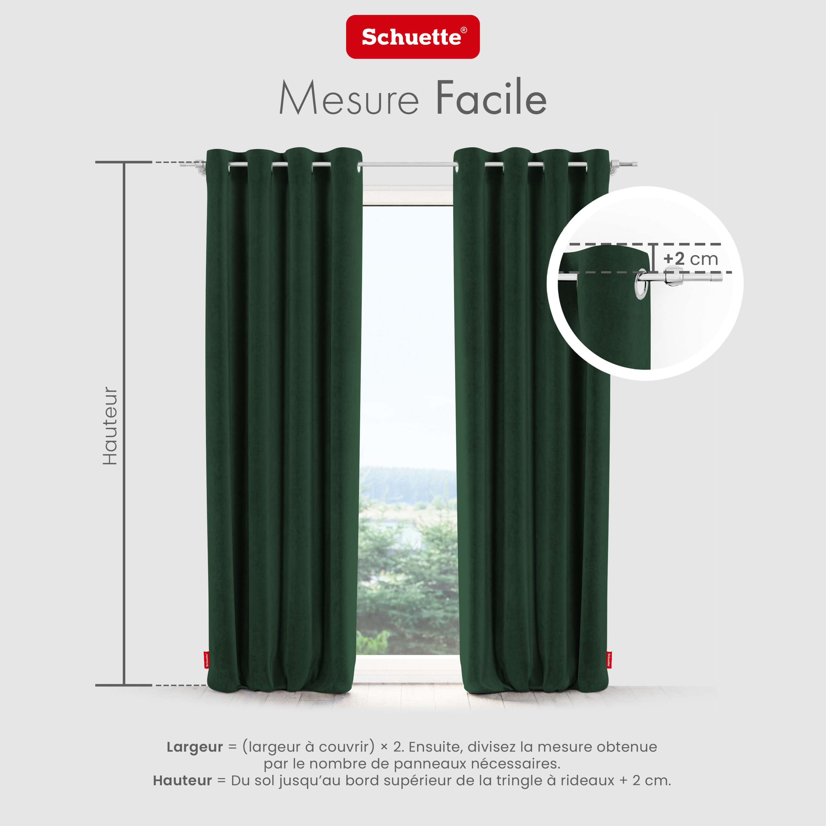 Schuette® Verdunkelungs-Vorhang Gardine mit Ösen nach Maß ● Millenium Velvet Kollektion: Dark Forest (Dunkelgrün) ● 1 Stück ● Knitterfrei Pflegeleicht Thermo Blickdicht & stark Abdunkelnd
