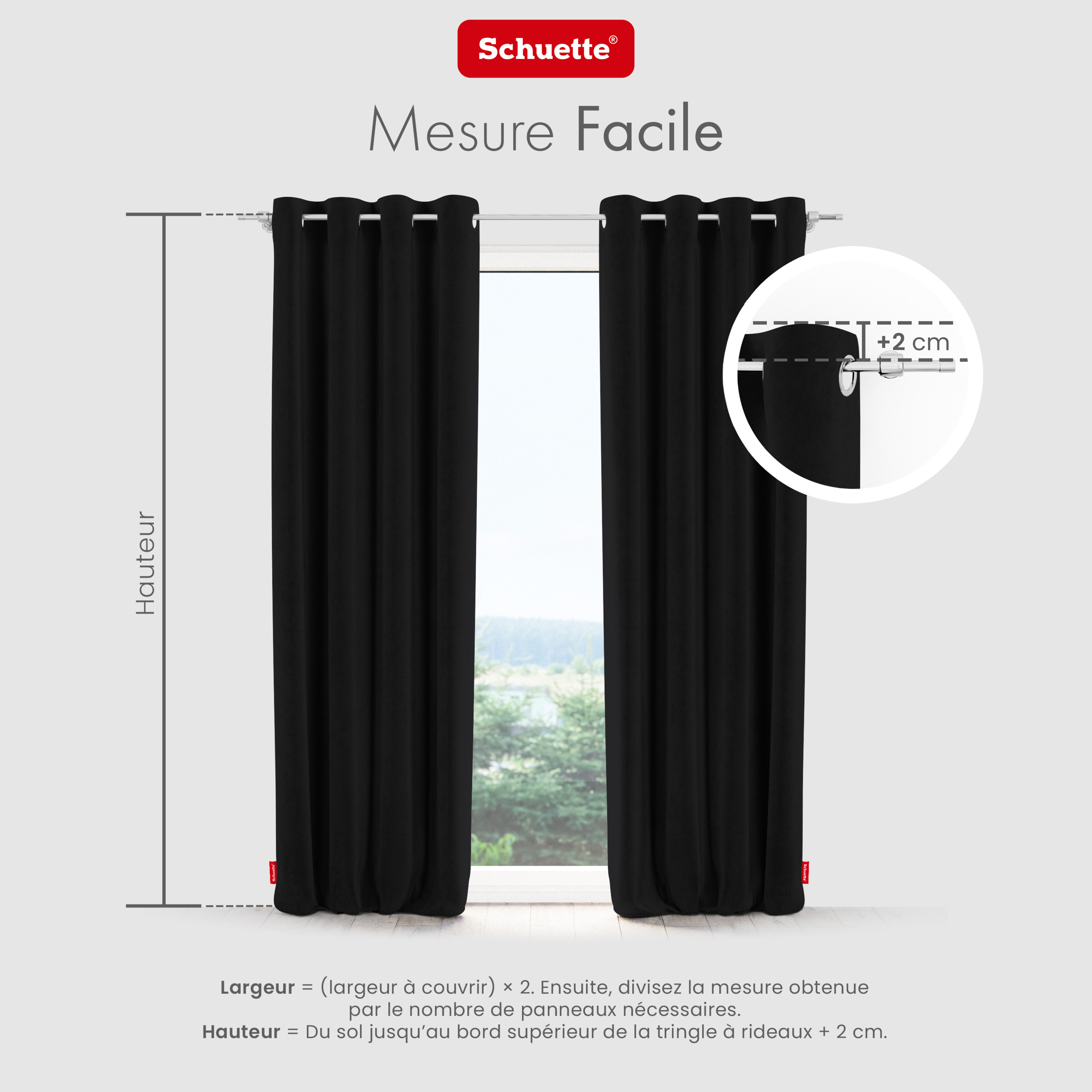 Schuette® Verdunkelungs-Vorhang Gardine mit Ösen nach Maß ● Millenium Velvet Kollektion: Black Swan (Schwarz) ● 1 Stück ● Knitterfrei Pflegeleicht Thermo Blickdicht & stark Abdunkelnd