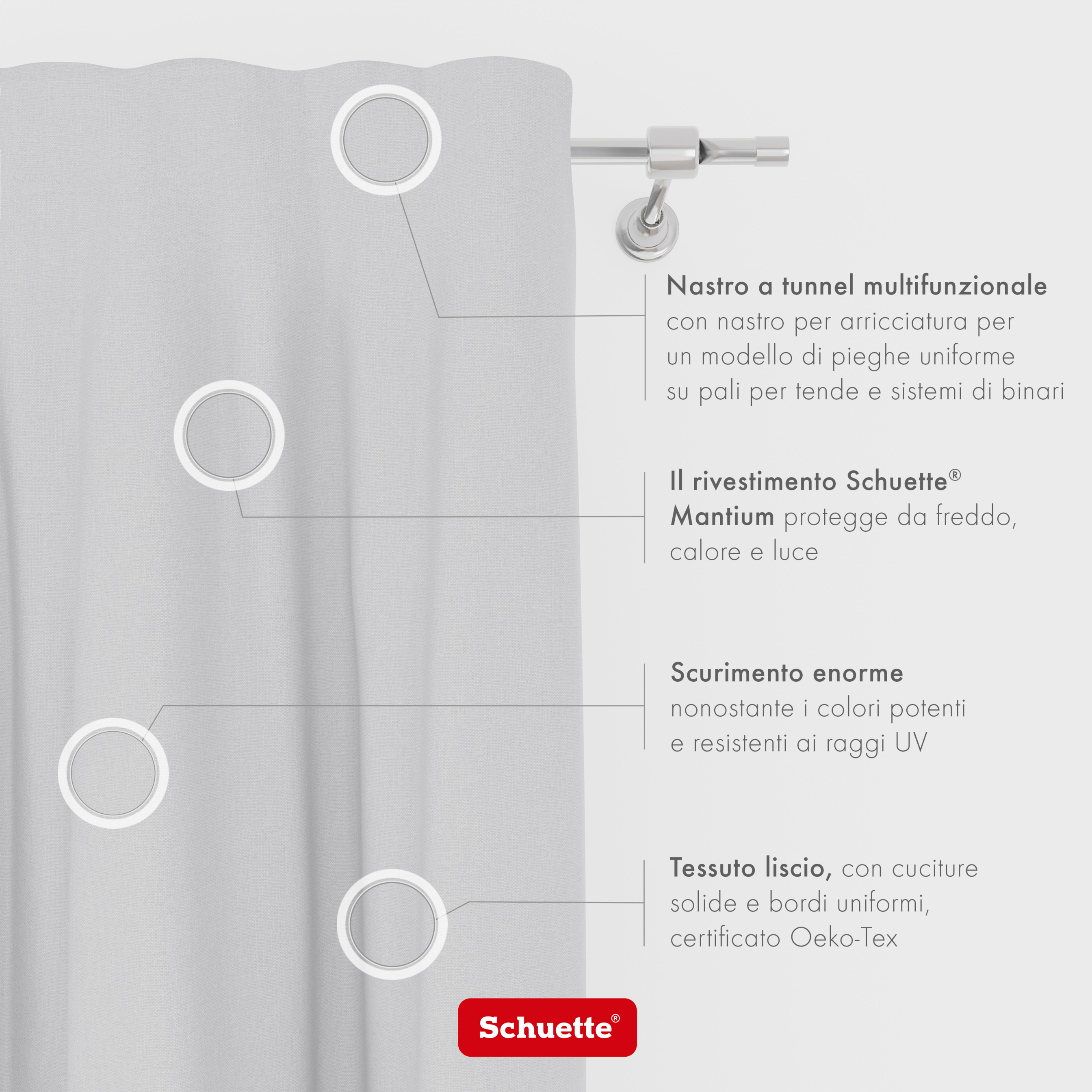 Schuette® Verdunkelungs-Vorhang Gardine mit Tunnelband nach Maß ● Century Black Kollektion: Misty White (Weiß-Grau) ● 1 Stück ● Knitterfrei Pflegeleicht Thermo Blickdicht & stark Abdunkelnd