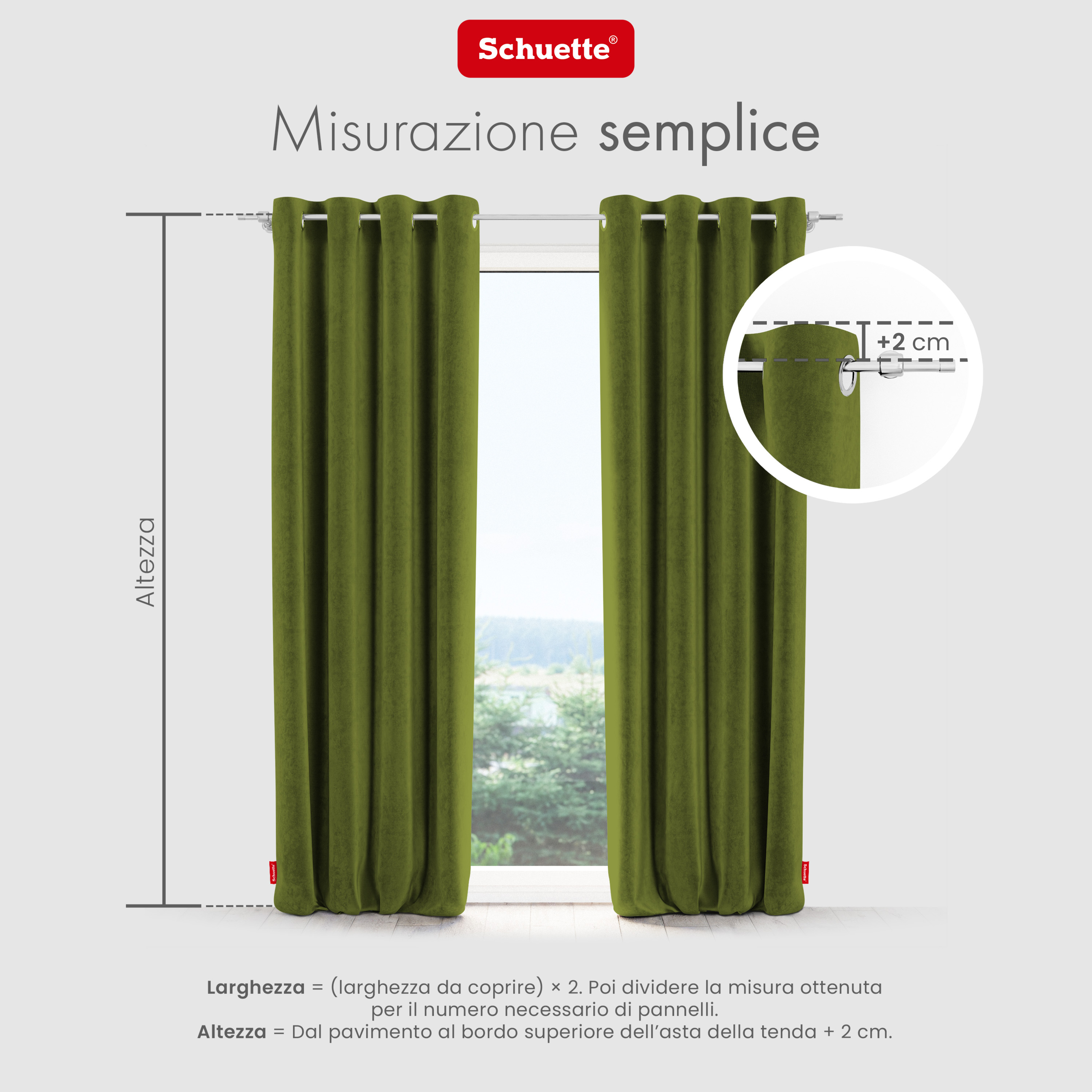 Schuette® Verdunkelungs-Vorhang Gardine mit Ösen nach Maß ● Millenium Velvet Kollektion: Olives Garden (Grün) ● 1 Stück ● Knitterfrei Pflegeleicht Thermo Blickdicht & stark Abdunkelnd
