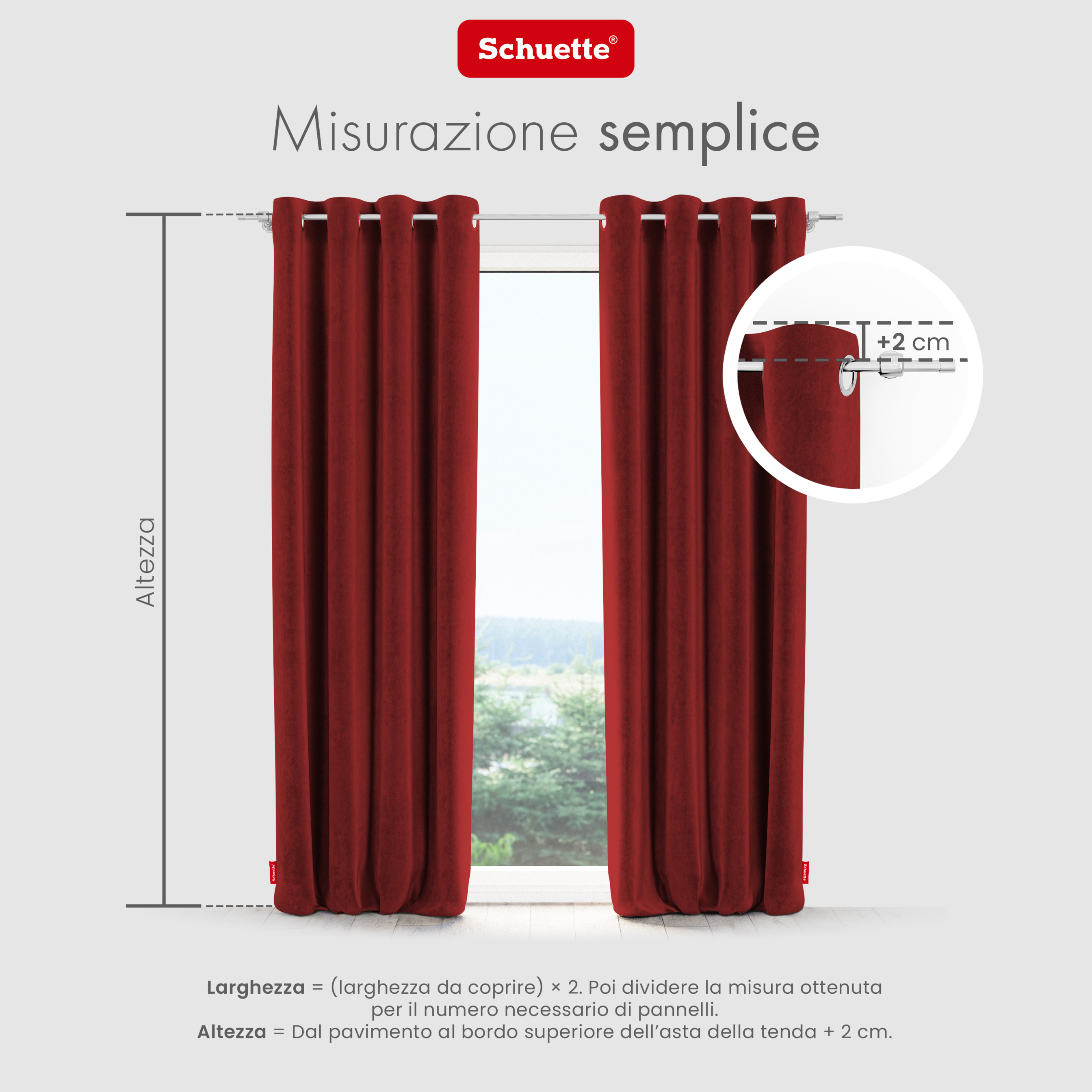 Schuette® Verdunkelungs-Vorhang Gardine mit Ösen nach Maß ● Millenium Velvet Kollektion: Sangria (Rot) ● 1 Stück ● Knitterfrei Pflegeleicht Thermo Blickdicht & stark Abdunkelnd