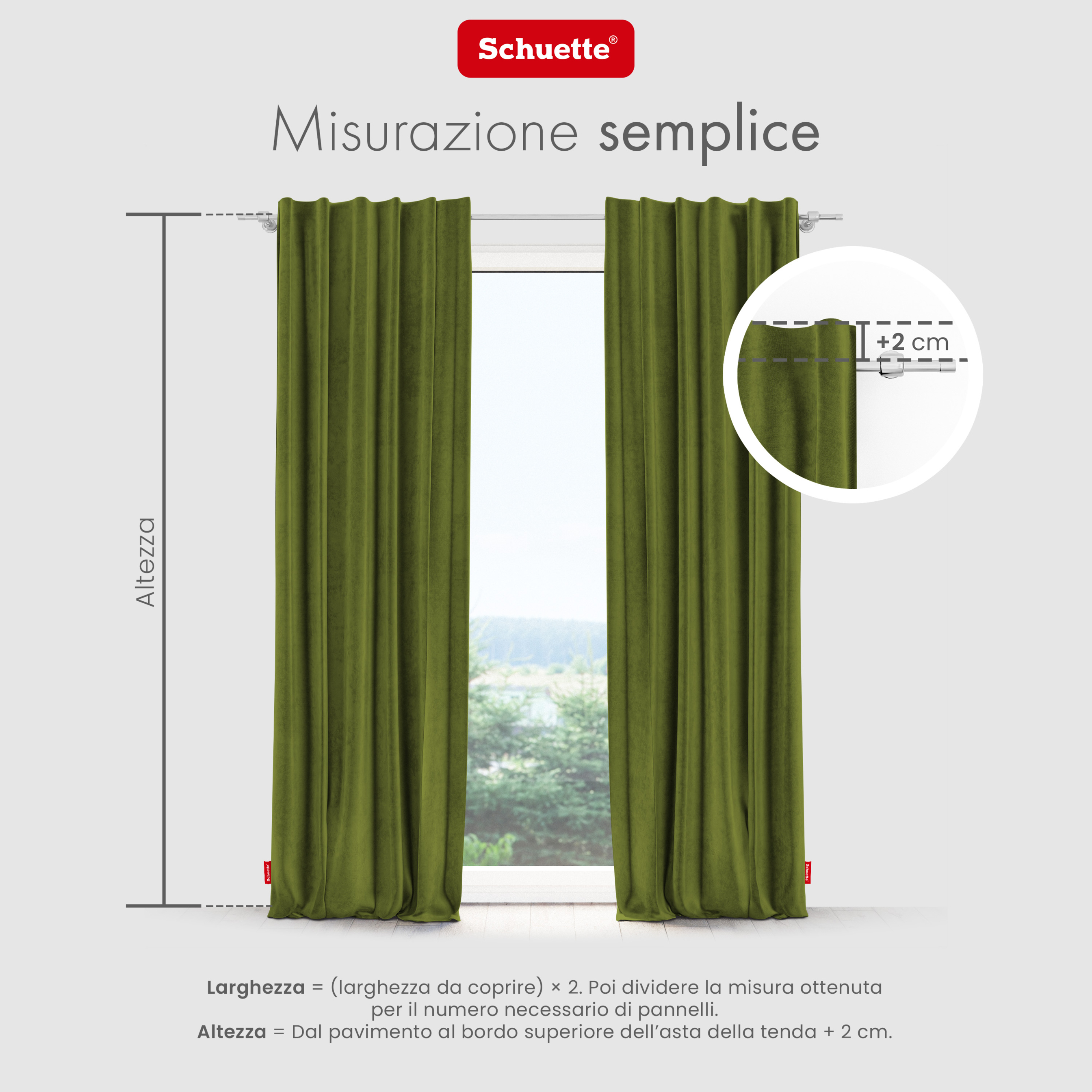 Schuette® Verdunkelungs-Vorhang Gardine mit Tunnelband nach Maß ● Millenium Velvet Kollektion: Olives Garden (Grün) ● 1 Stück ● Knitterfrei Pflegeleicht Thermo Blickdicht & stark Abdunkelnd