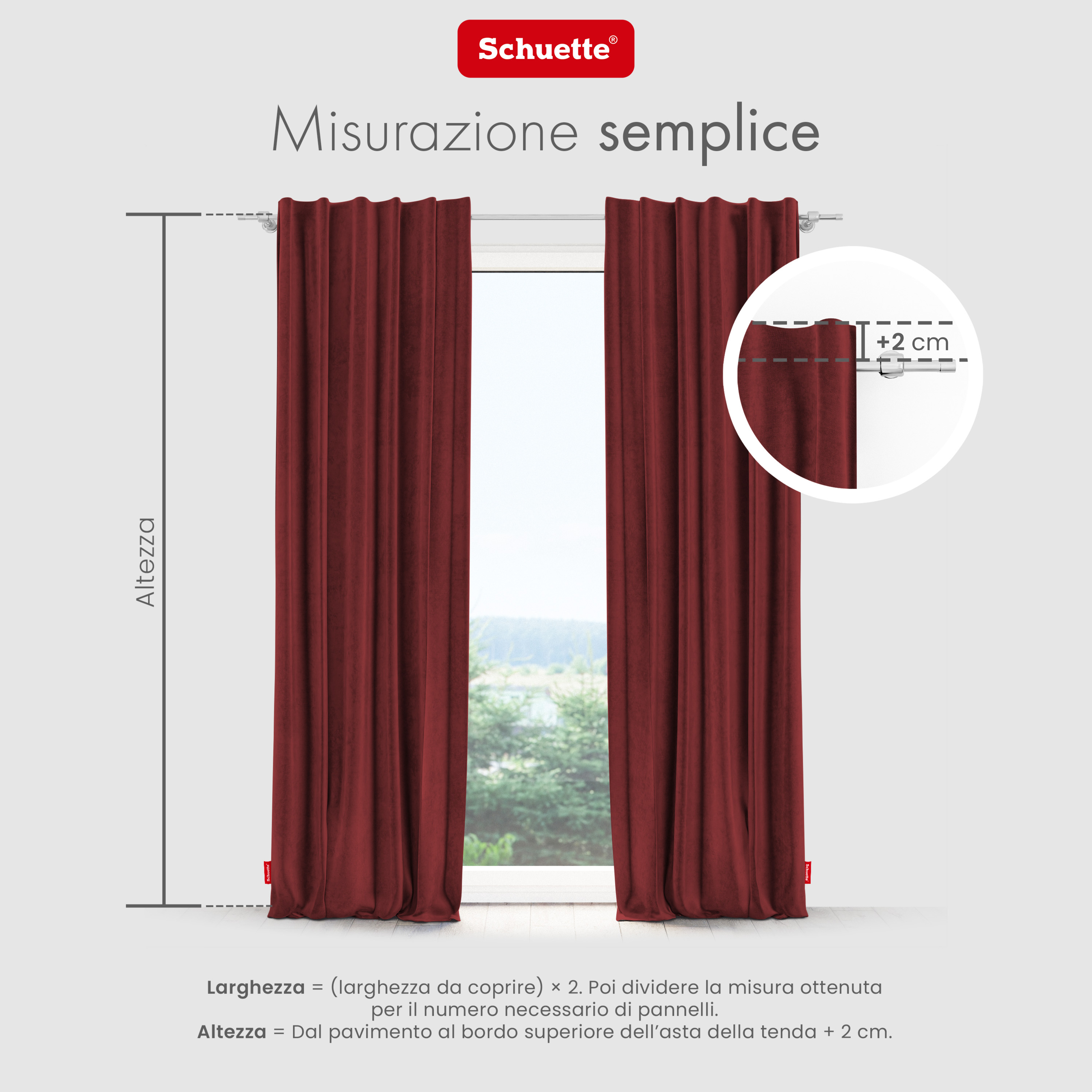 Schuette® Verdunkelungs-Vorhang Gardine mit Tunnelband nach Maß ● Millenium Velvet Kollektion: Carmine (Rot) ● 1 Stück ● Knitterfrei Pflegeleicht Thermo Blickdicht & stark Abdunkelnd