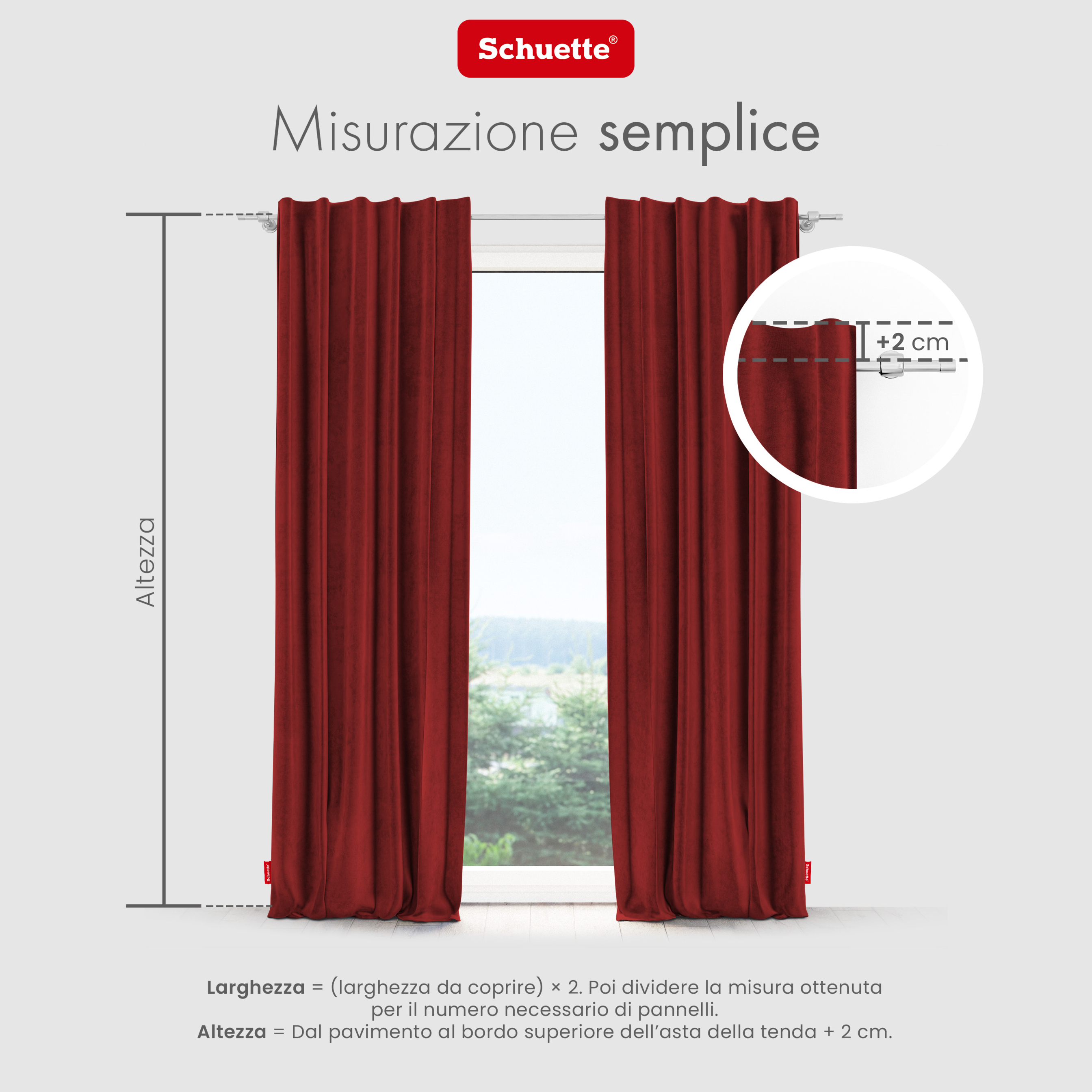 Schuette® Verdunkelungs-Vorhang Gardine mit Tunnelband nach Maß ● Millenium Velvet Kollektion: Sangria (Rot) ● 1 Stück ● Knitterfrei Pflegeleicht Thermo Blickdicht & stark Abdunkelnd