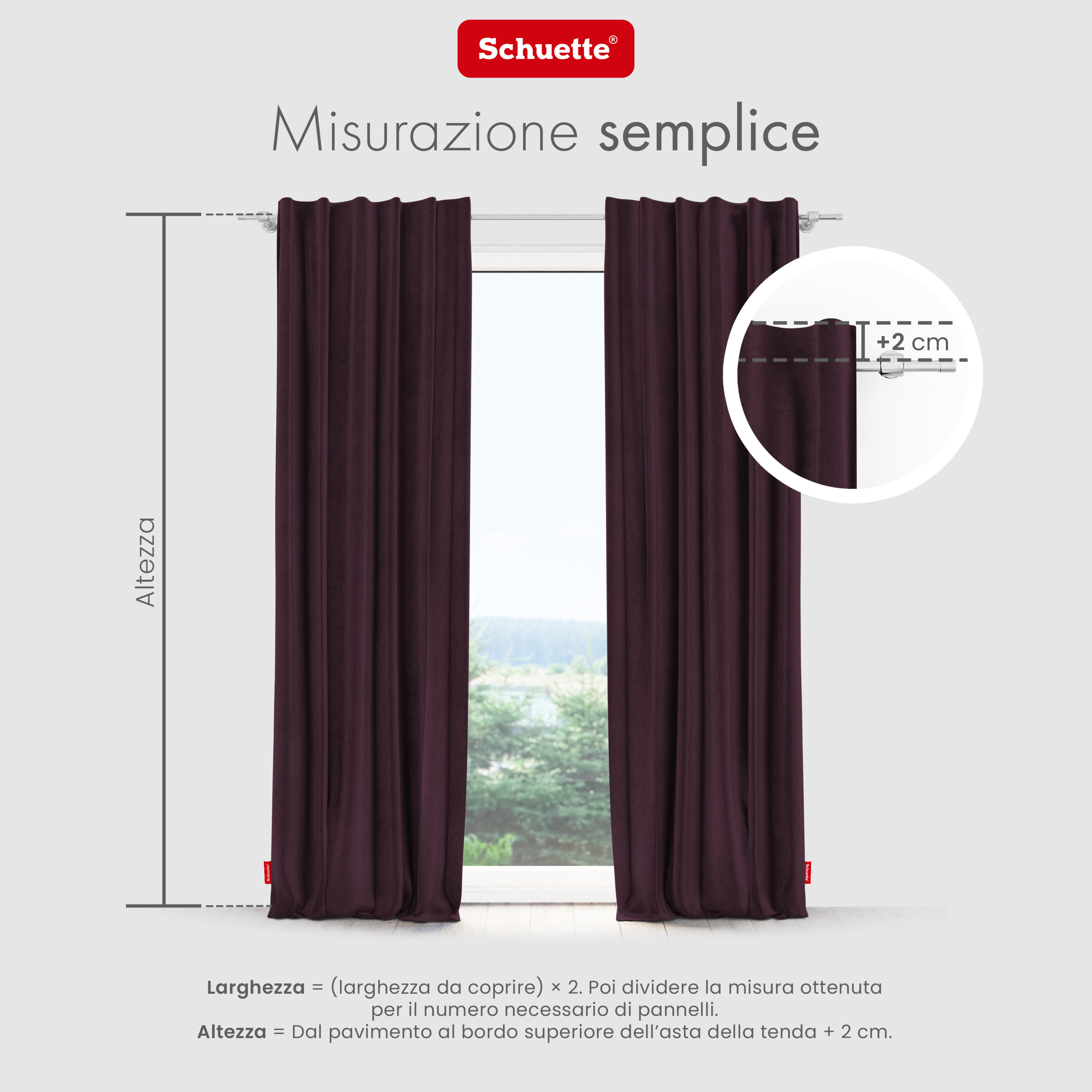 Schuette® Verdunkelungs-Vorhang Gardine mit Tunnelband nach Maß ● Millenium Velvet Kollektion: Plum (Purple) ● 1 Stück ● Knitterfrei Pflegeleicht Thermo Blickdicht & stark Abdunkelnd