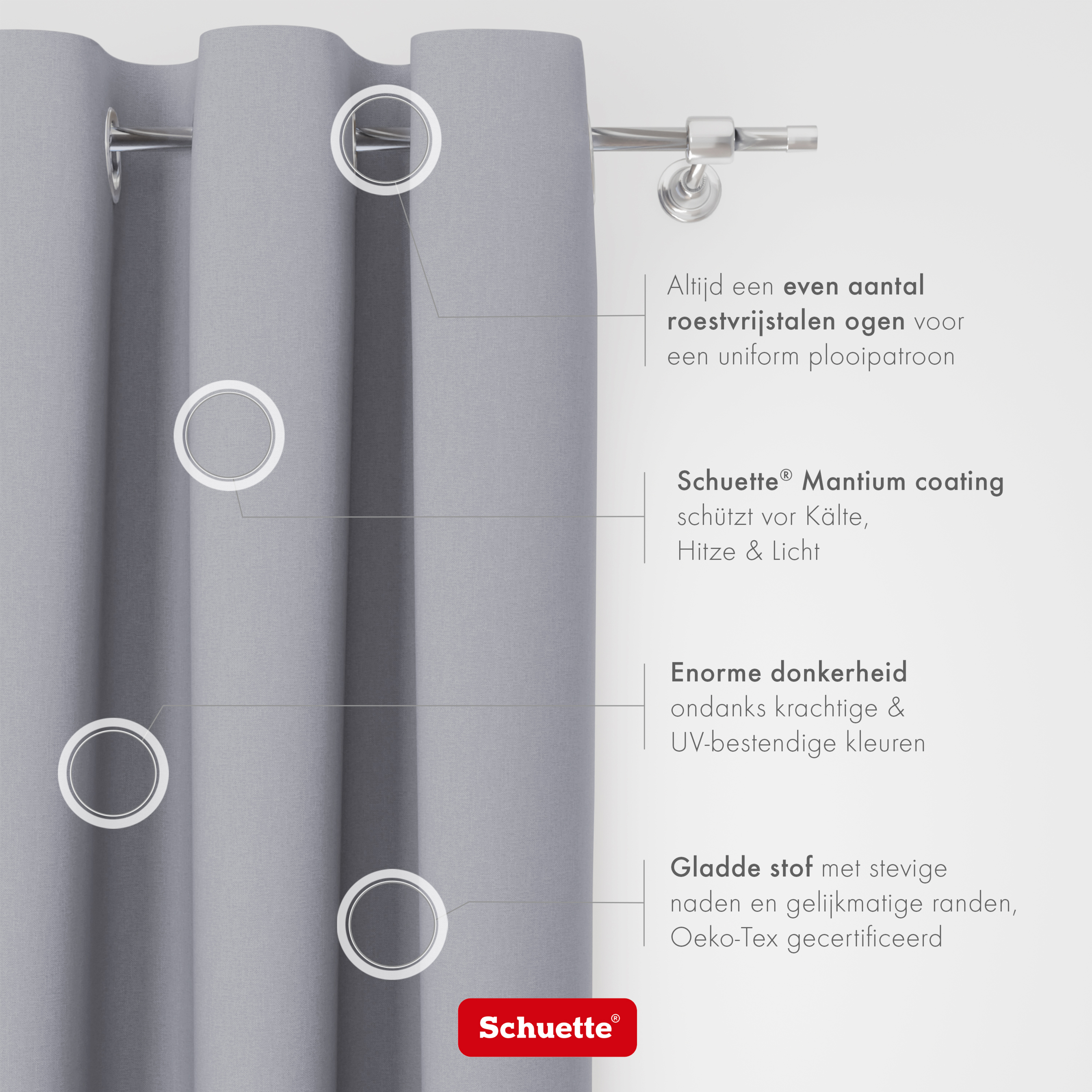 Schuette® Verdunkelungs-Vorhang Gardine mit Ösen nach Maß ● Century Black Kollektion: Fine Platinium (Silber) ● 1 Stück ● Knitterfrei Pflegeleicht Thermo Blickdicht & stark Abdunkelnd