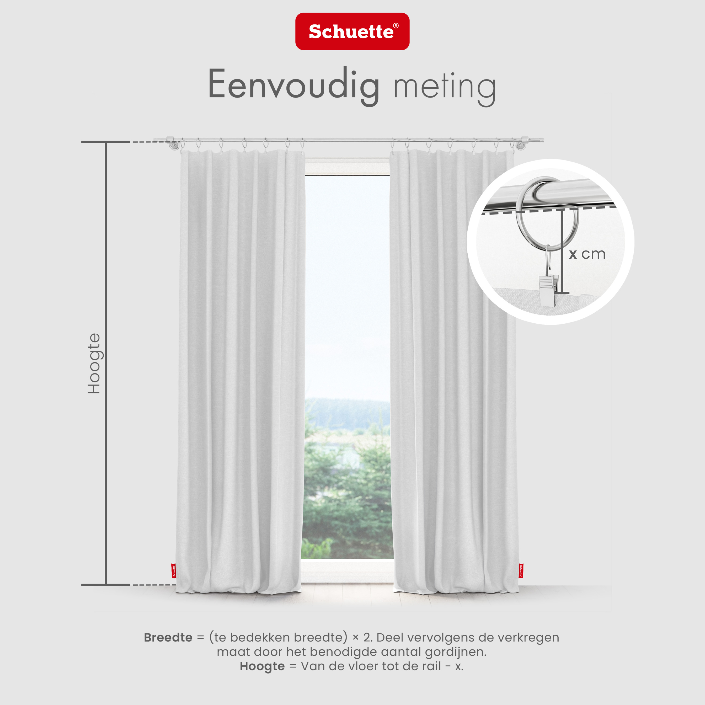 Schuette® Verdunkelungs-Vorhang Gardine mit Tunnelband nach Maß ● Century Black Kollektion: Misty White (Weiß-Grau) ● 1 Stück ● Knitterfrei Pflegeleicht Thermo Blickdicht & stark Abdunkelnd