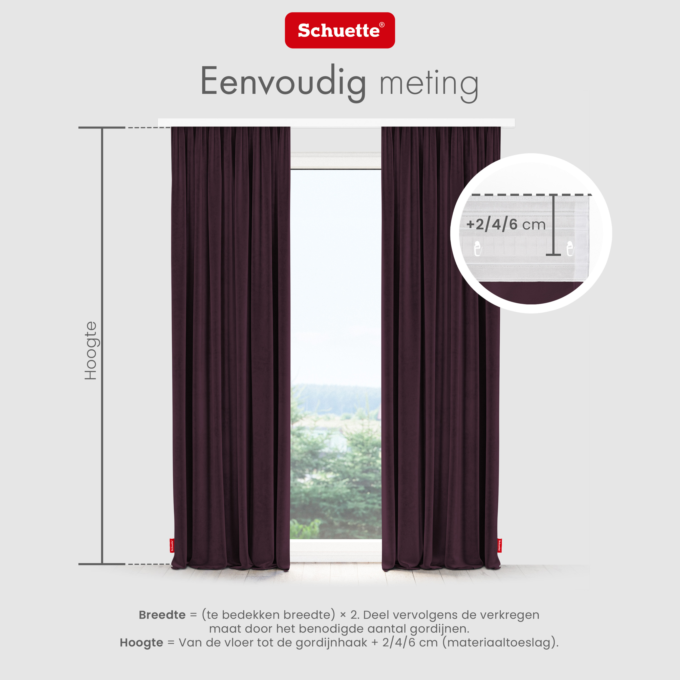 Schuette® Verdunkelungs-Vorhang Gardine mit Tunnelband nach Maß ● Millenium Velvet Kollektion: Plum (Purple) ● 1 Stück ● Knitterfrei Pflegeleicht Thermo Blickdicht & stark Abdunkelnd