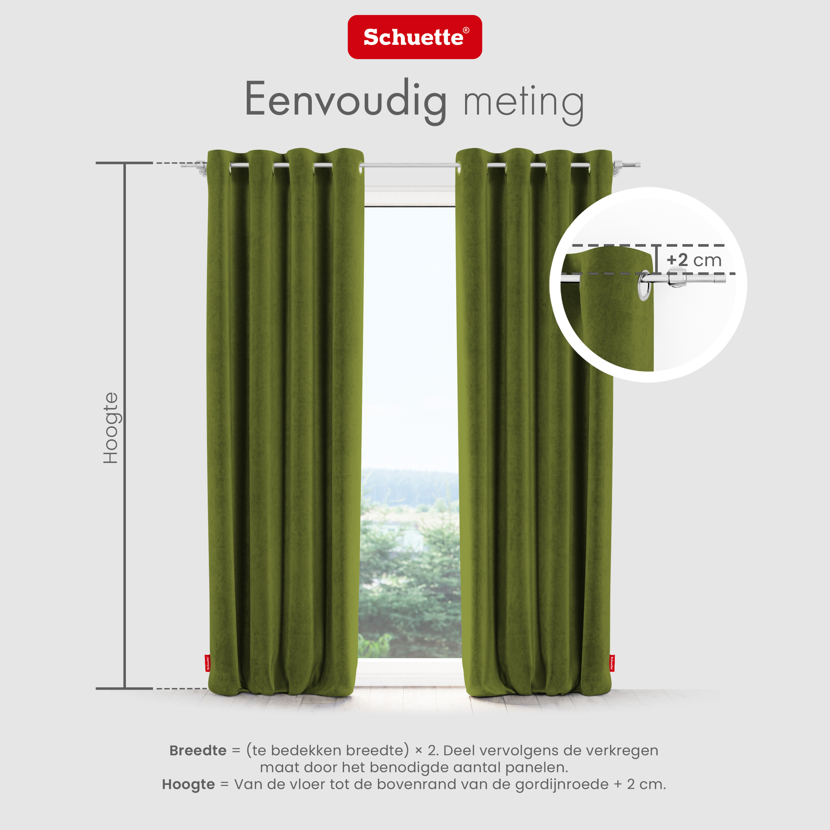 Schuette® Verdunkelungs-Vorhang Gardine mit Ösen nach Maß ● Millenium Velvet Kollektion: Olives Garden (Grün) ● 1 Stück ● Knitterfrei Pflegeleicht Thermo Blickdicht & stark Abdunkelnd
