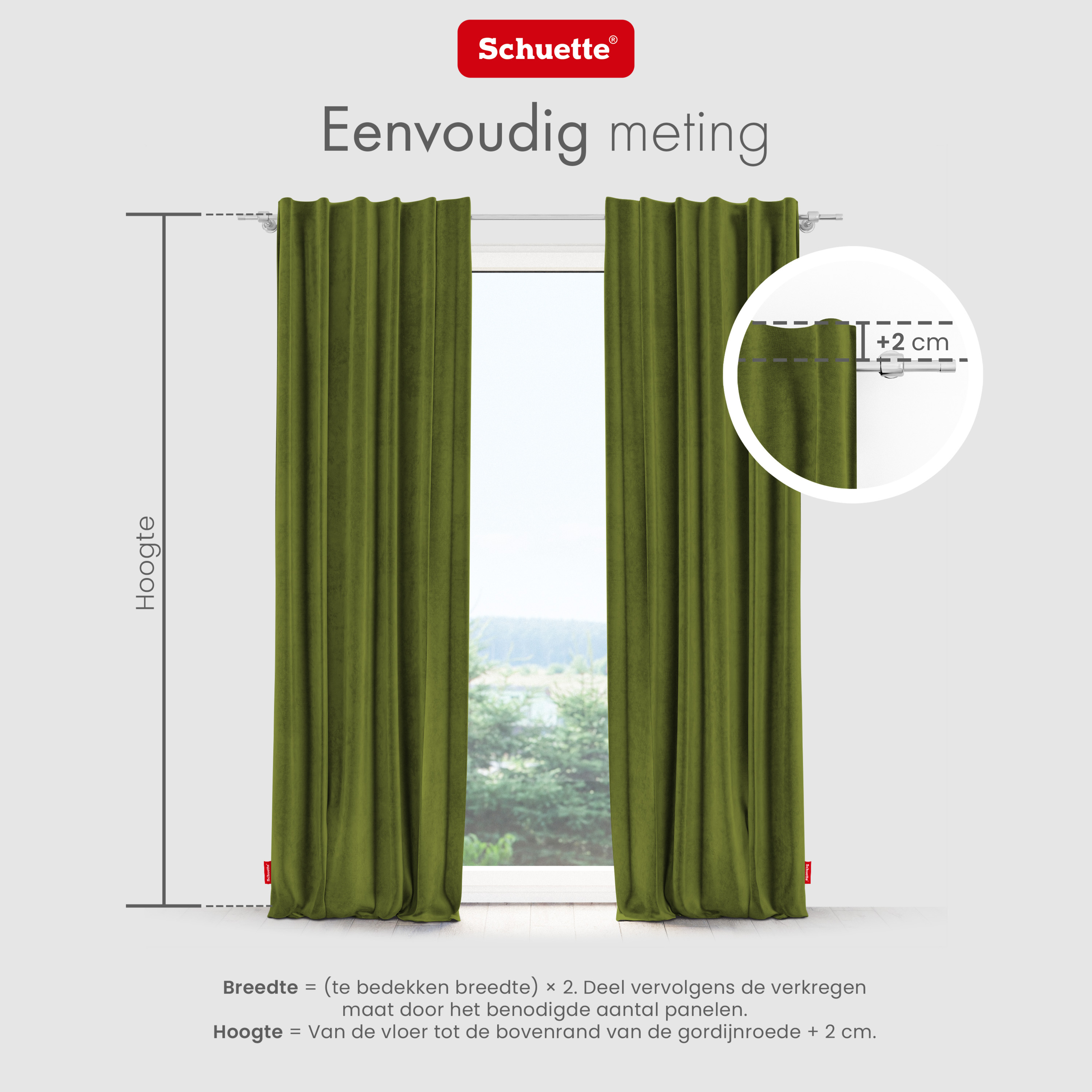Schuette® Verdunkelungs-Vorhang Gardine mit Tunnelband nach Maß ● Millenium Velvet Kollektion: Olives Garden (Grün) ● 1 Stück ● Knitterfrei Pflegeleicht Thermo Blickdicht & stark Abdunkelnd