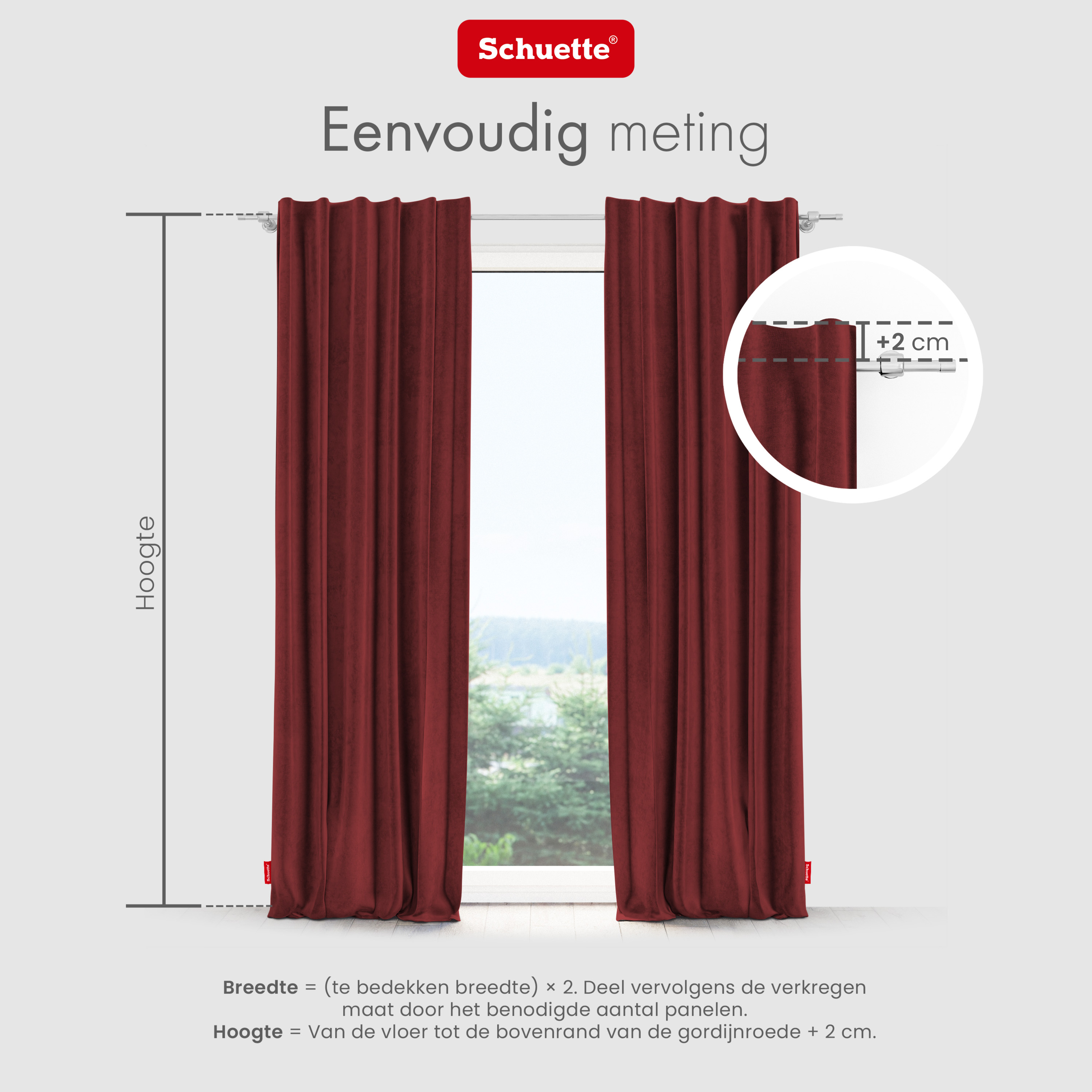 Schuette® Verdunkelungs-Vorhang Gardine mit Tunnelband nach Maß ● Millenium Velvet Kollektion: Carmine (Rot) ● 1 Stück ● Knitterfrei Pflegeleicht Thermo Blickdicht & stark Abdunkelnd