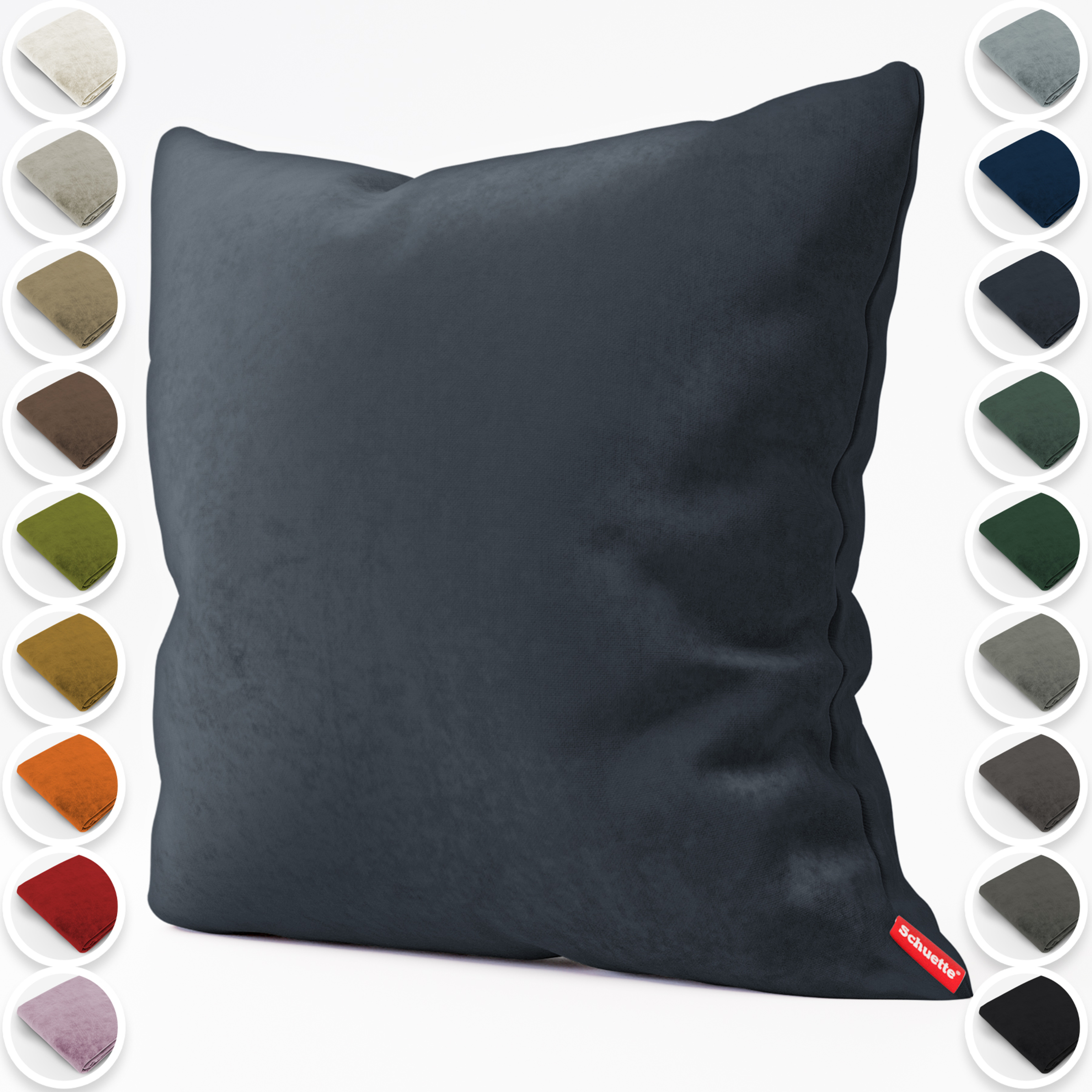 Schuette® Dekorativer Kissenbezug aus Samt mit verdecktem Reißverschluss • Millenium Velvet Kollektion: Anchor (Blue) • 1 Stück • Knitterfrei • Kuschelweich