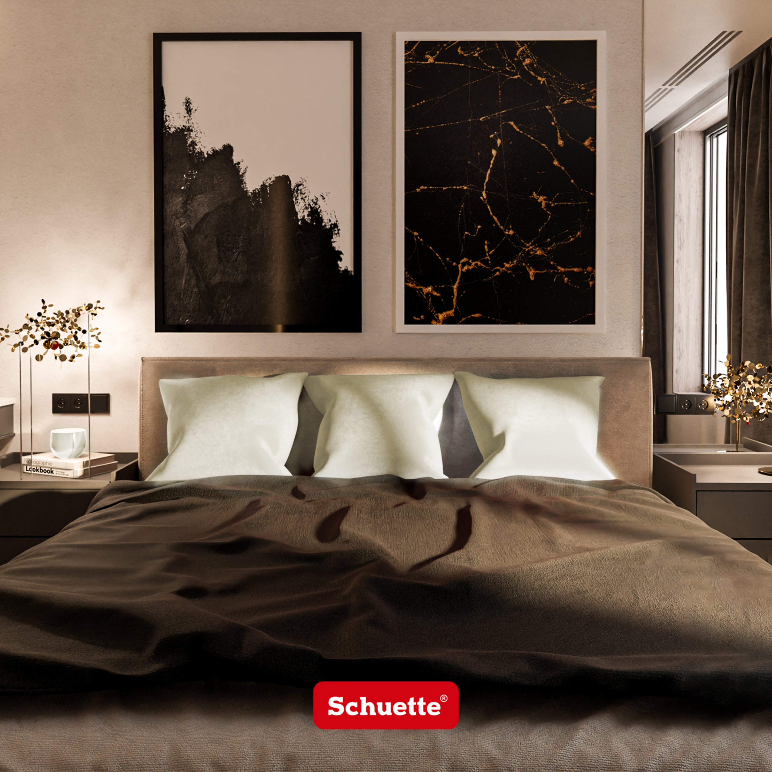 Schuette® Dekorativer Kissenbezug aus Samt mit verdecktem Reißverschluss • Millenium Velvet Kollektion: Polar Bear (Weiß-Beige) • 1 Stück • Knitterfrei • Kuschelweich