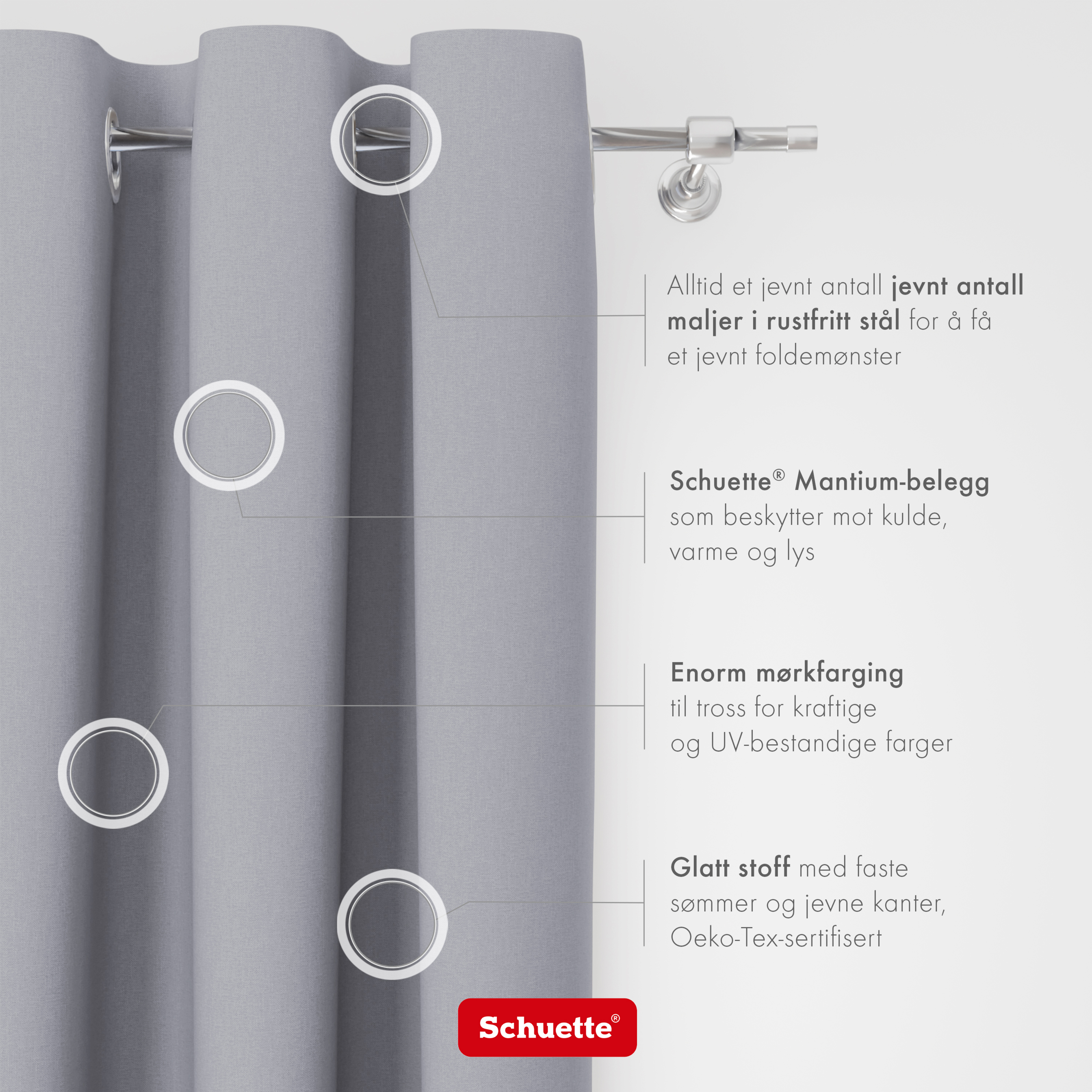 Schuette® Verdunkelungs-Vorhang Gardine mit Ösen nach Maß ● Century Black Kollektion: Fine Platinium (Silber) ● 1 Stück ● Knitterfrei Pflegeleicht Thermo Blickdicht & stark Abdunkelnd