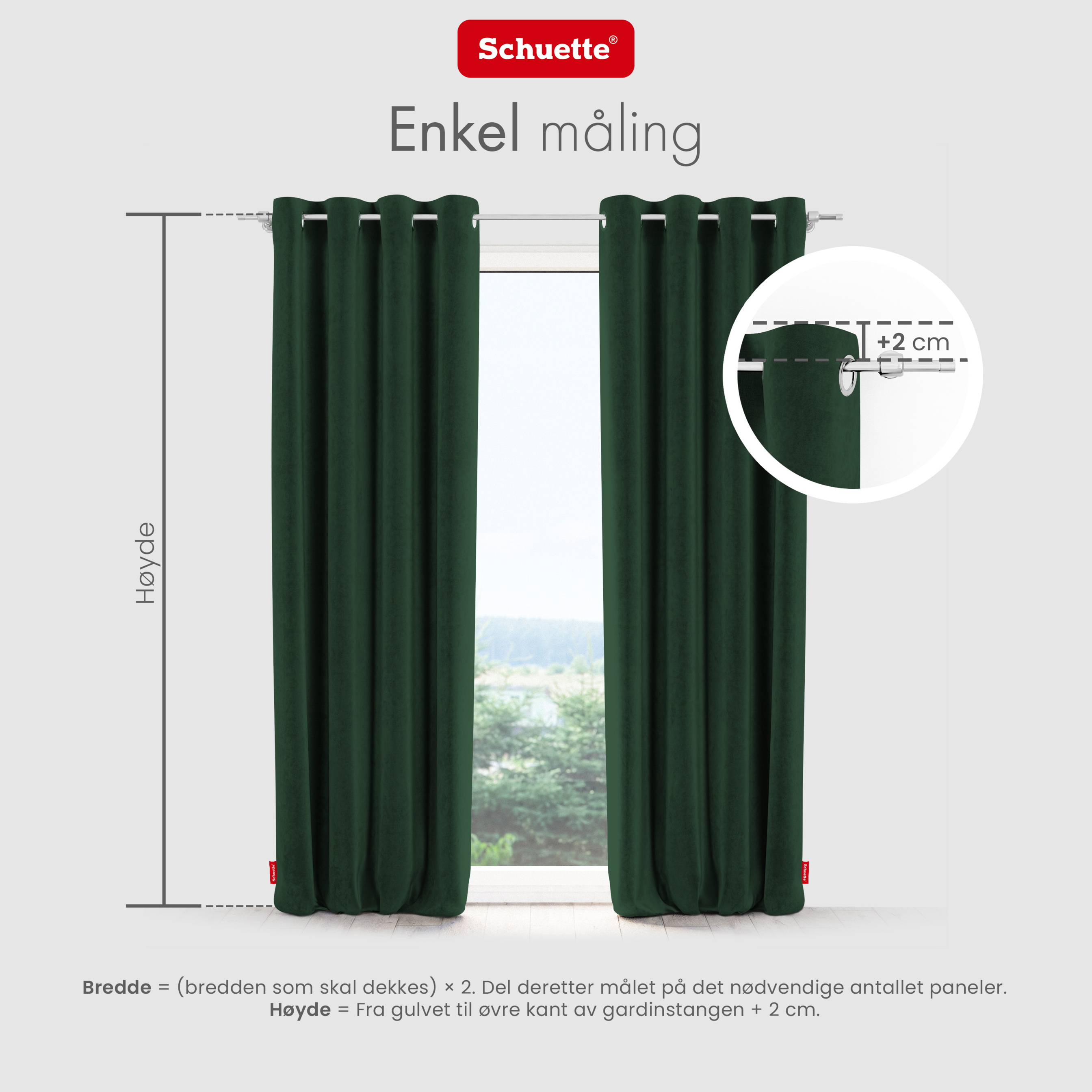 Schuette® Verdunkelungs-Vorhang Gardine mit Ösen nach Maß ● Millenium Velvet Kollektion: Dark Forest (Dunkelgrün) ● 1 Stück ● Knitterfrei Pflegeleicht Thermo Blickdicht & stark Abdunkelnd