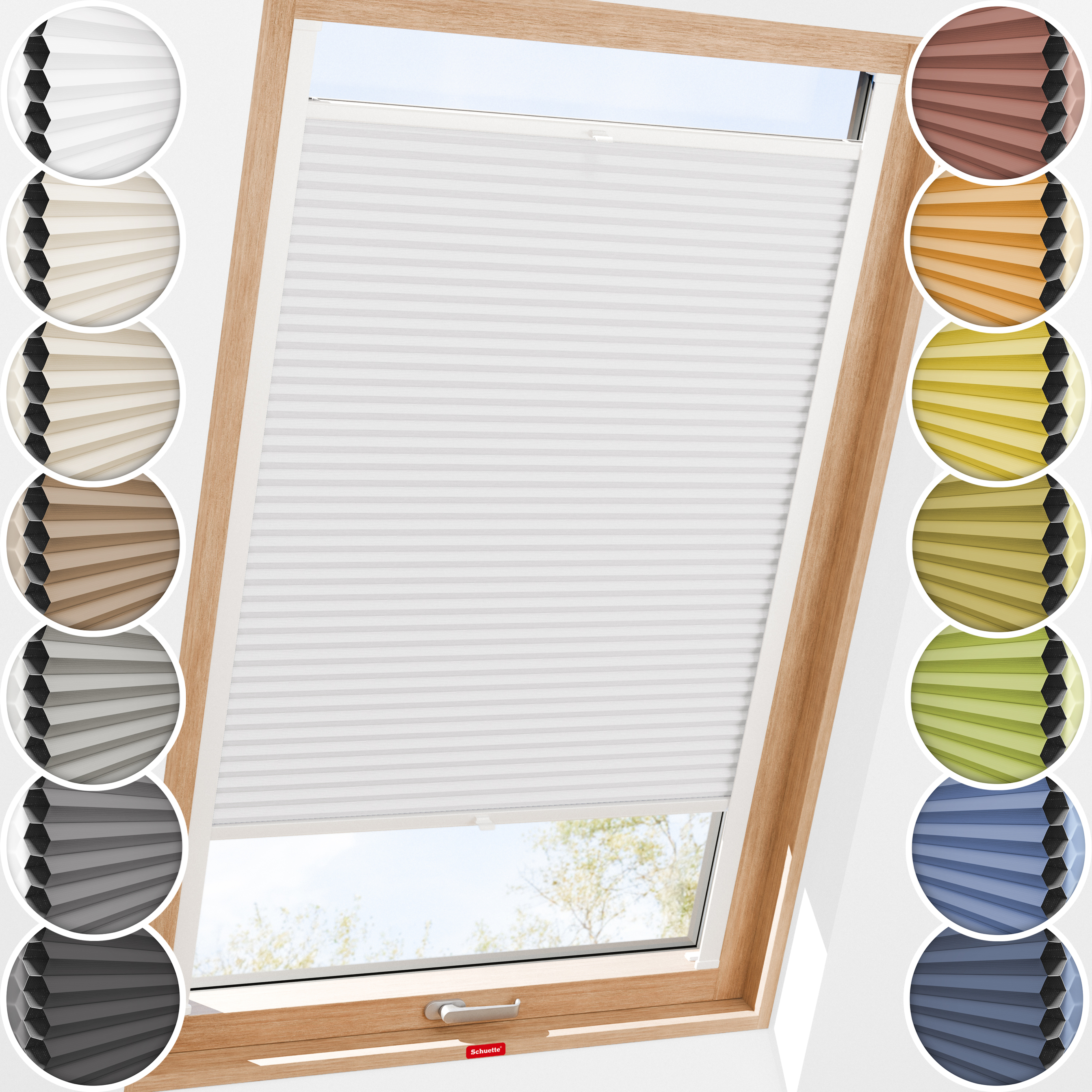 Schuette® Dachfenster Wabenplissee nach Maß • Honey Kollektion: Gray-zy in Love (Pastellgrau) • Profilfarbe: Weiß