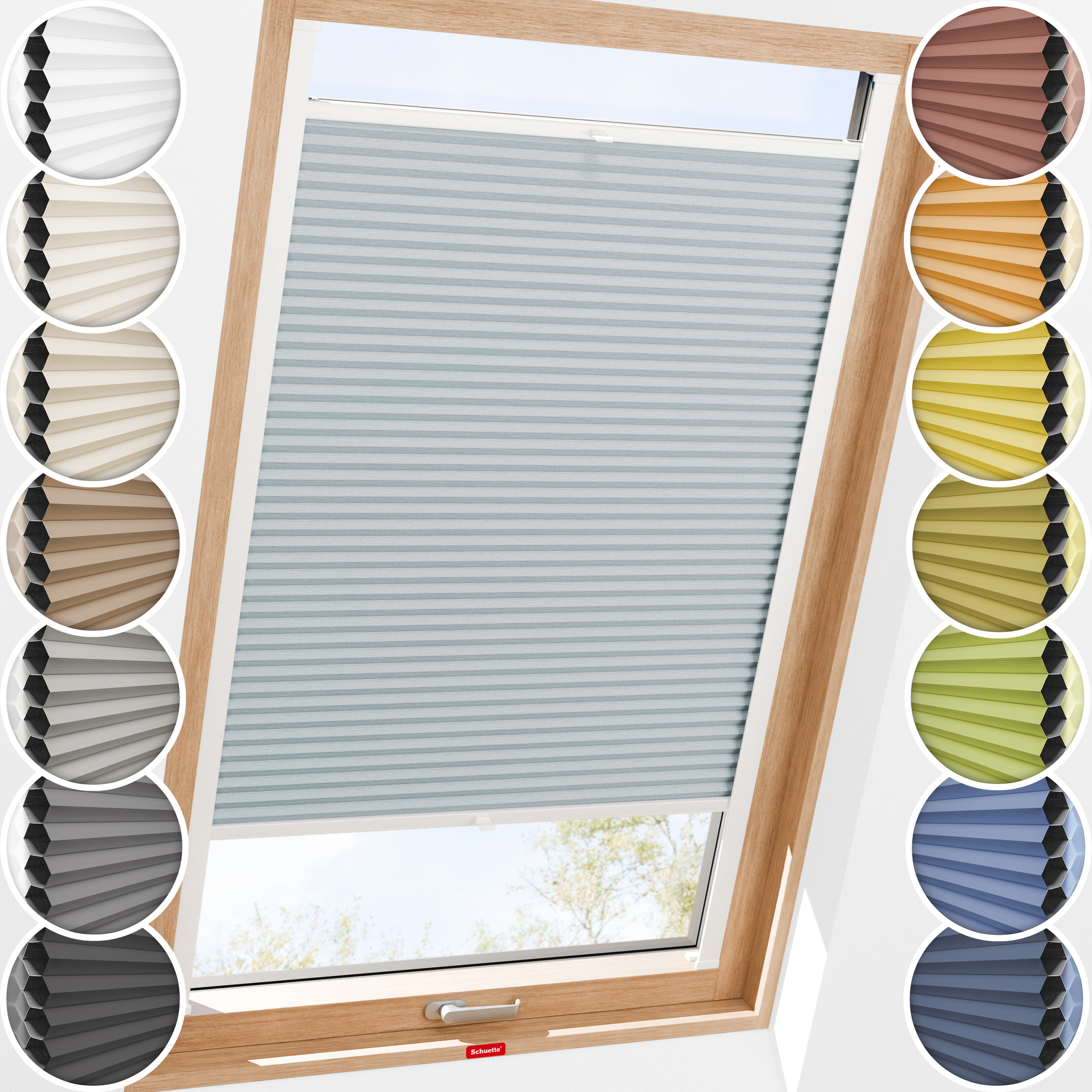 Schuette® Dachfenster Wabenplissee nach Maß • Honey Kollektion: Cloud Nine (Pastellblau) • Profilfarbe: Weiß