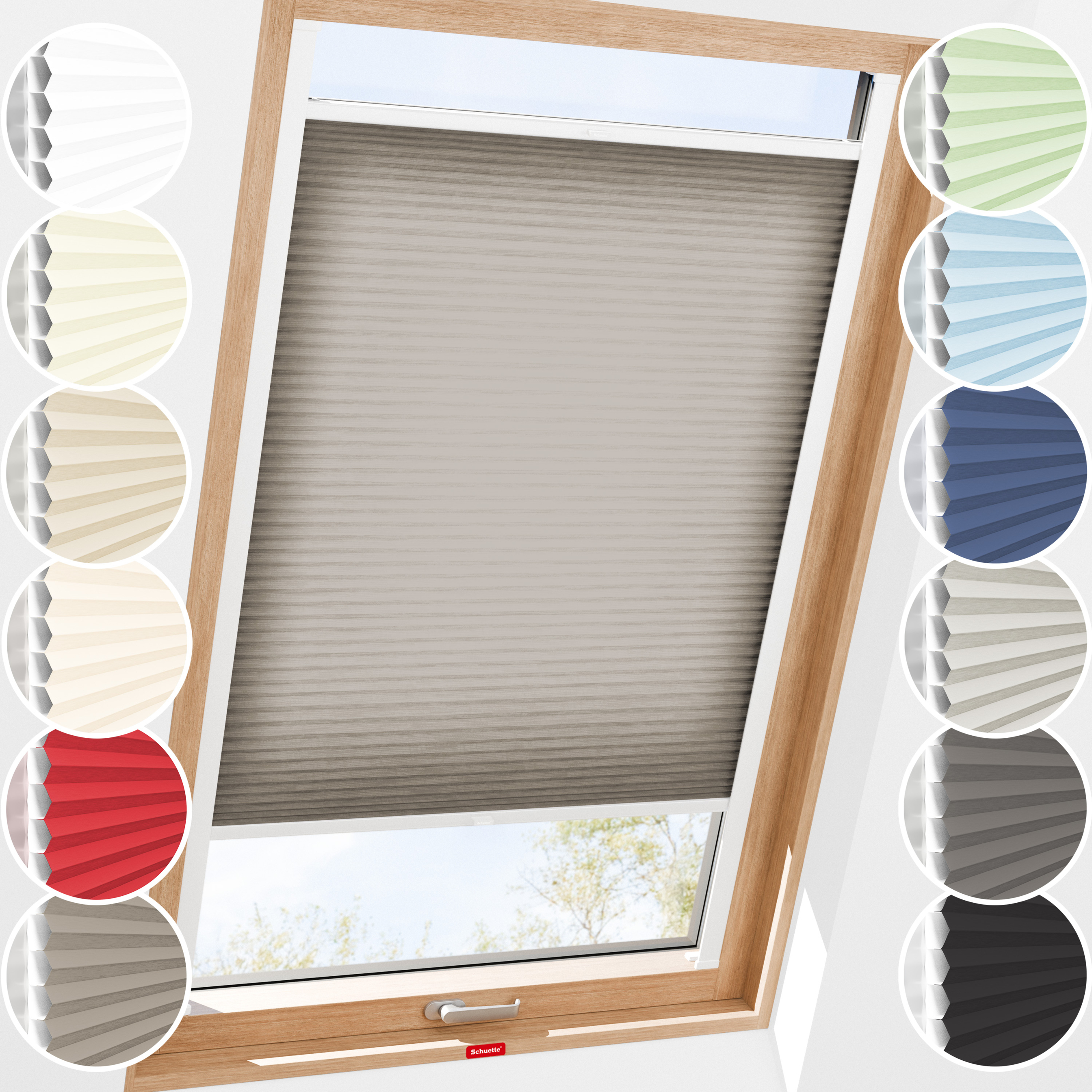 Schuette® Dachfenster Wabenplissee nach Maß • Thermo x Honey Kollektion: Truffle Dust (Taupe) • Profilfarbe: Anthrazit