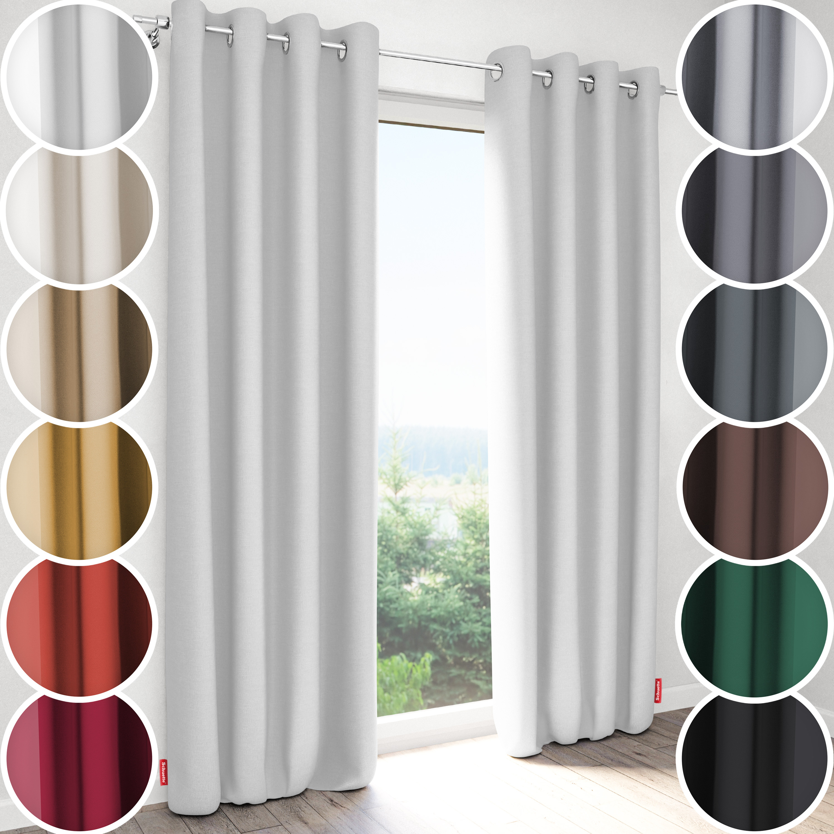 Schuette® Verdunkelungs-Vorhang Gardine mit Ösen nach Maß ● Century Black Kollektion: Misty White (Weiß-Grau) ● 1 Stück ● Knitterfrei Pflegeleicht Thermo Blickdicht & stark Abdunkelnd