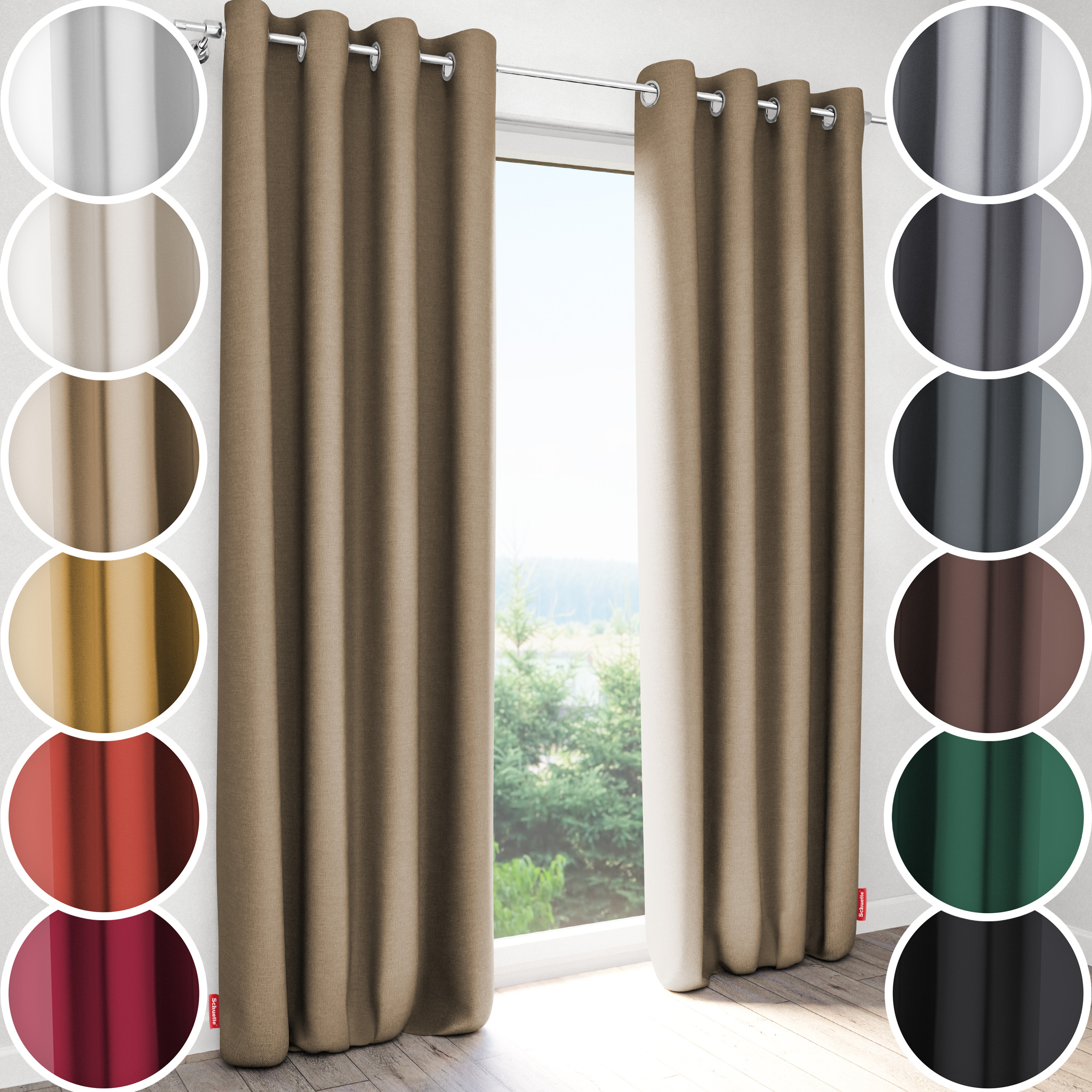 Schuette® Verdunkelungs-Vorhang Gardine mit Ösen nach Maß ● Century Black Kollektion: Safari Trail (Beige) ● 1 Stück ● Knitterfrei Pflegeleicht Thermo Blickdicht & stark Abdunkelnd