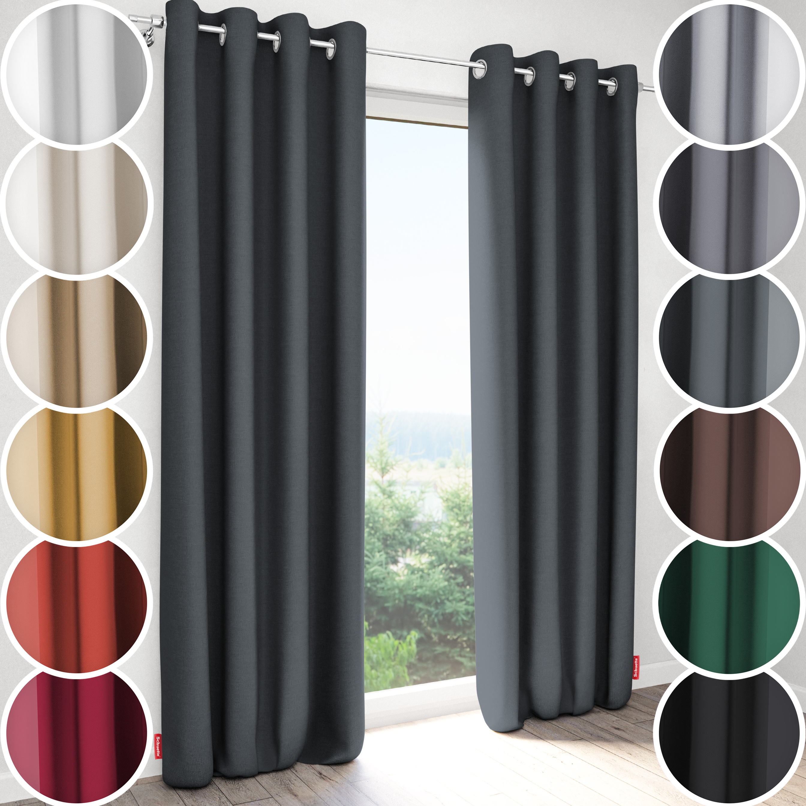 Schuette® Verdunkelungs-Vorhang Gardine mit Ösen nach Maß ● Century Black Kollektion: Shadow Touch (Grau) ● 1 Stück ● Knitterfrei Pflegeleicht Thermo Blickdicht & stark Abdunkelnd