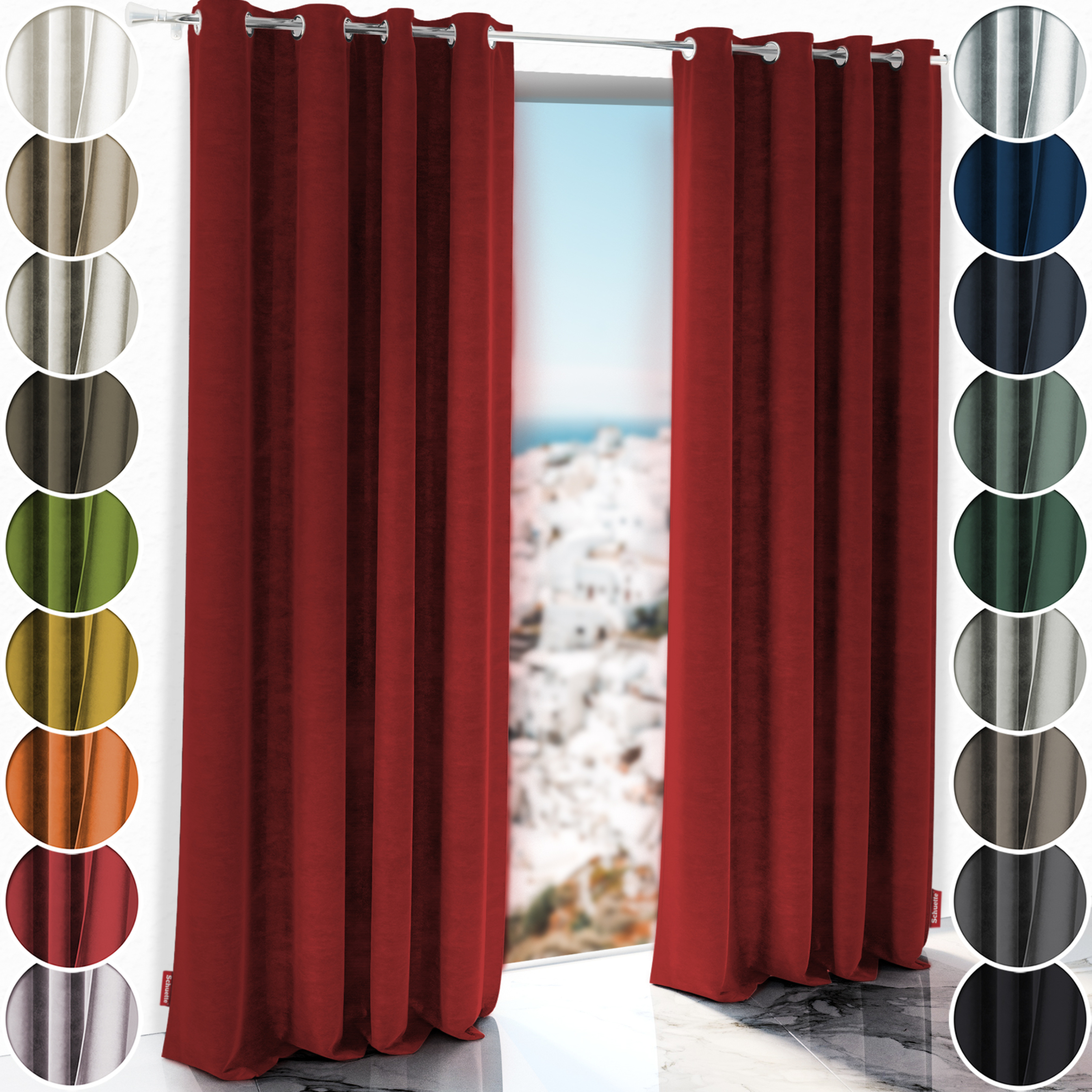 Schuette® Verdunkelungs-Vorhang Gardine mit Ösen nach Maß ● Millenium Velvet Kollektion: Sangria (Rot) ● 1 Stück ● Knitterfrei Pflegeleicht Thermo Blickdicht & stark Abdunkelnd