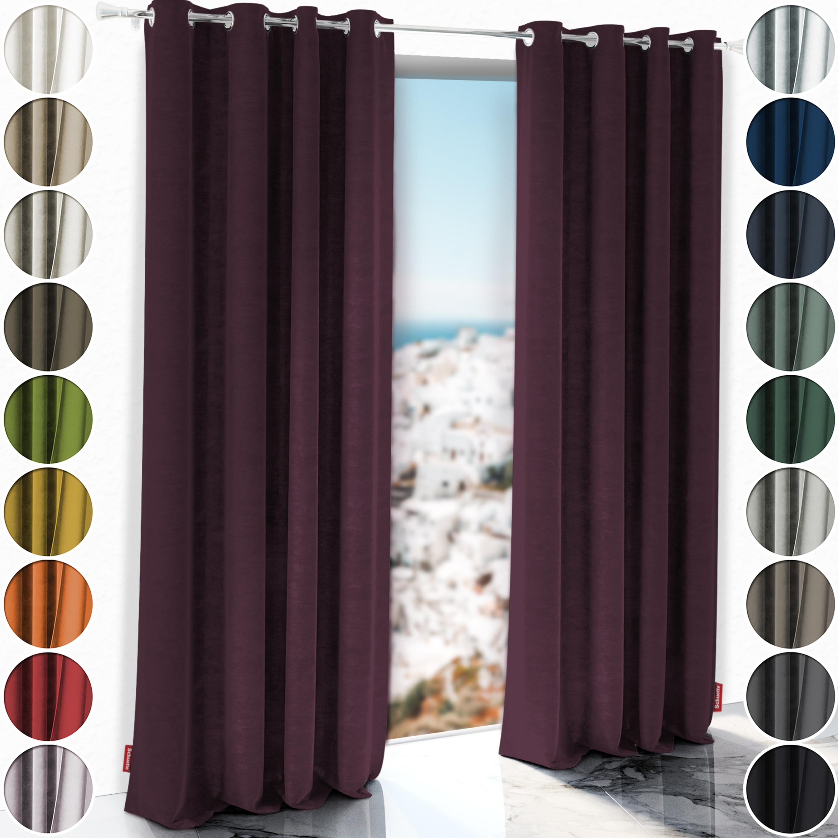 Schuette® Verdunkelungs-Vorhang Gardine mit Ösen nach Maß ● Millenium Velvet Kollektion: Plum (Purple) ● 1 Stück ● Knitterfrei Pflegeleicht Thermo Blickdicht & stark Abdunkelnd
