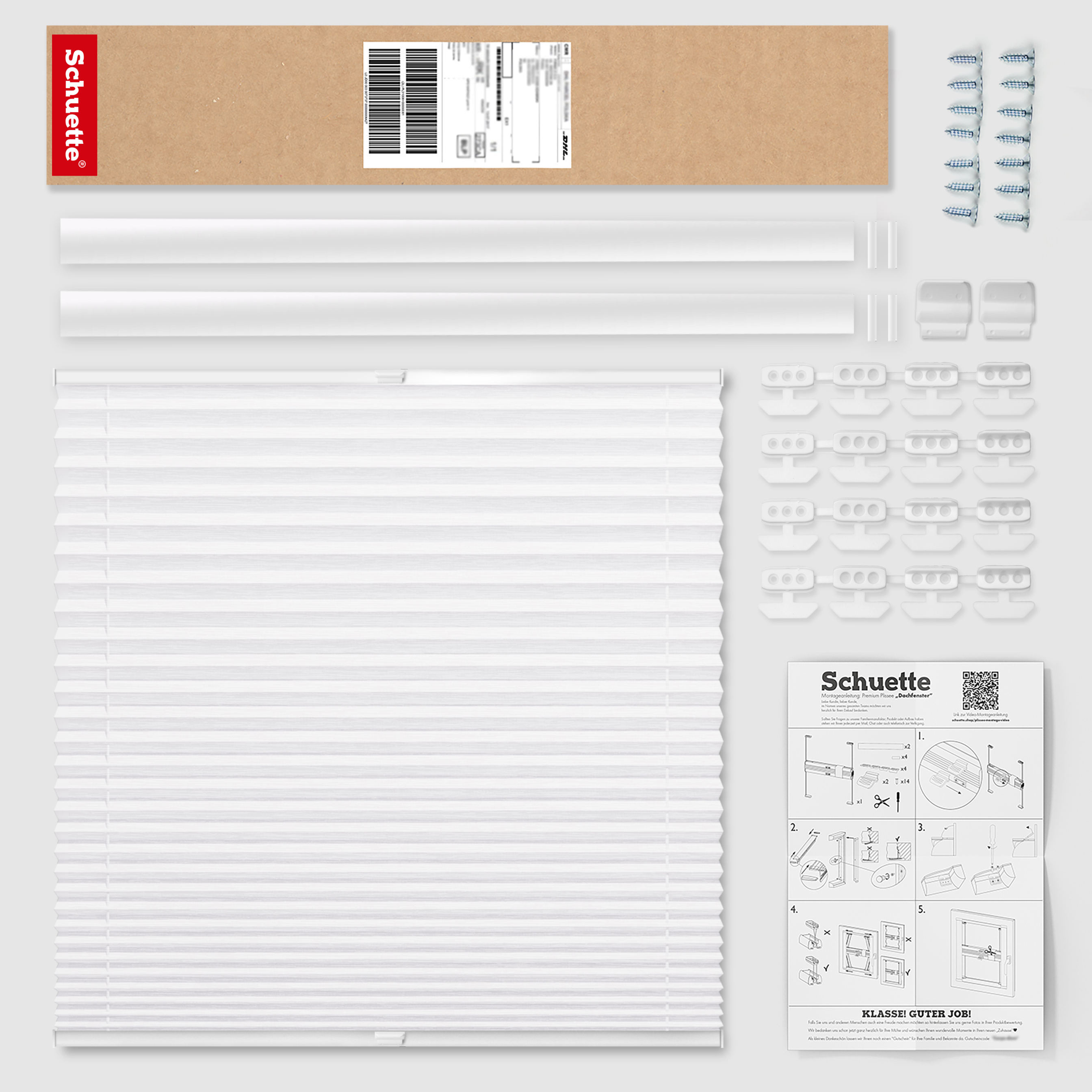 Schuette® Dachfenster Plissee nach Maß • Dolomite Kollektion: Cold Morning (Grau) • Profilfarbe: Anthrazit