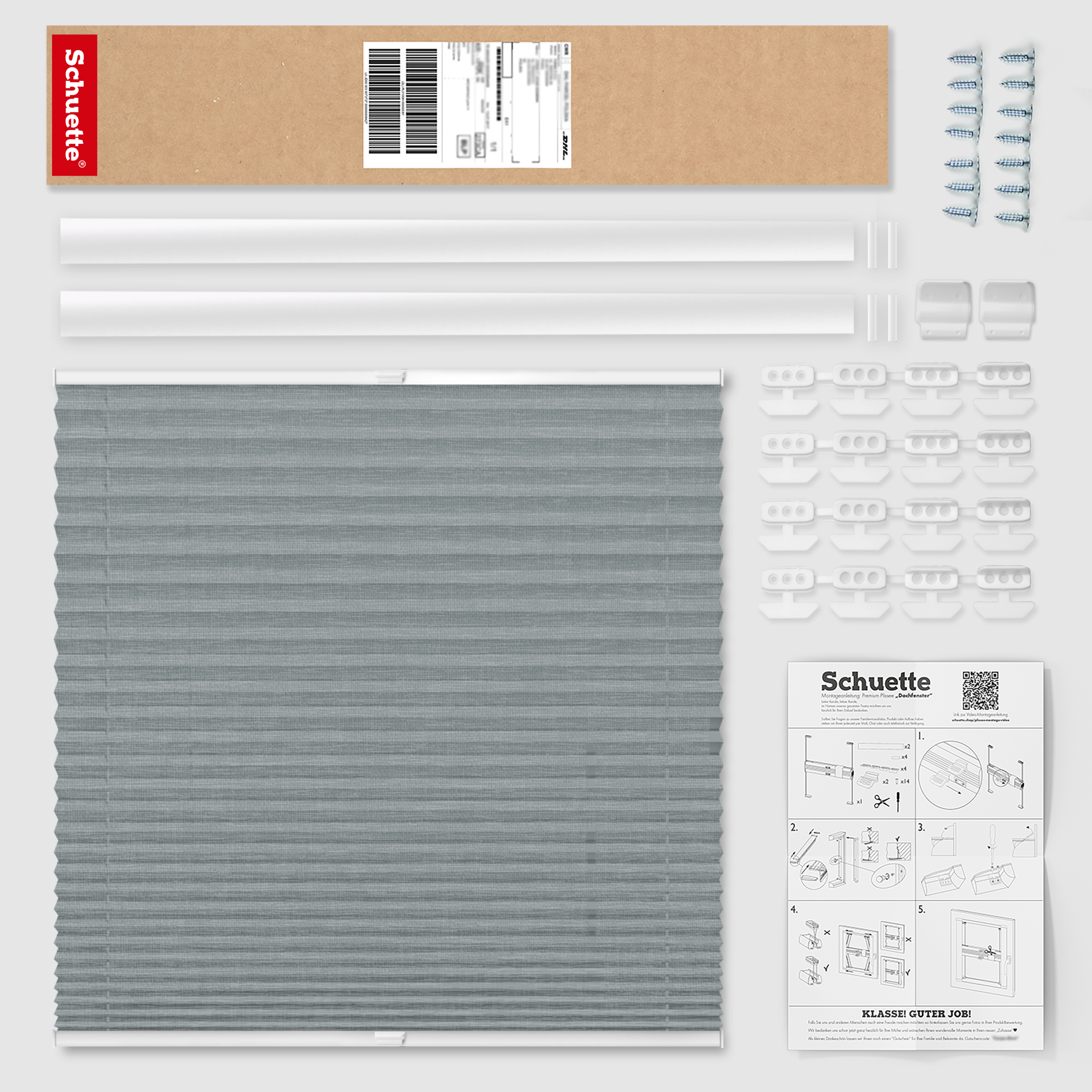 Schuette® Dachfenster Plissee nach Maß • Melange Kollektion: Rocky Mountain (Grau) • Profilfarbe: Anthrazit