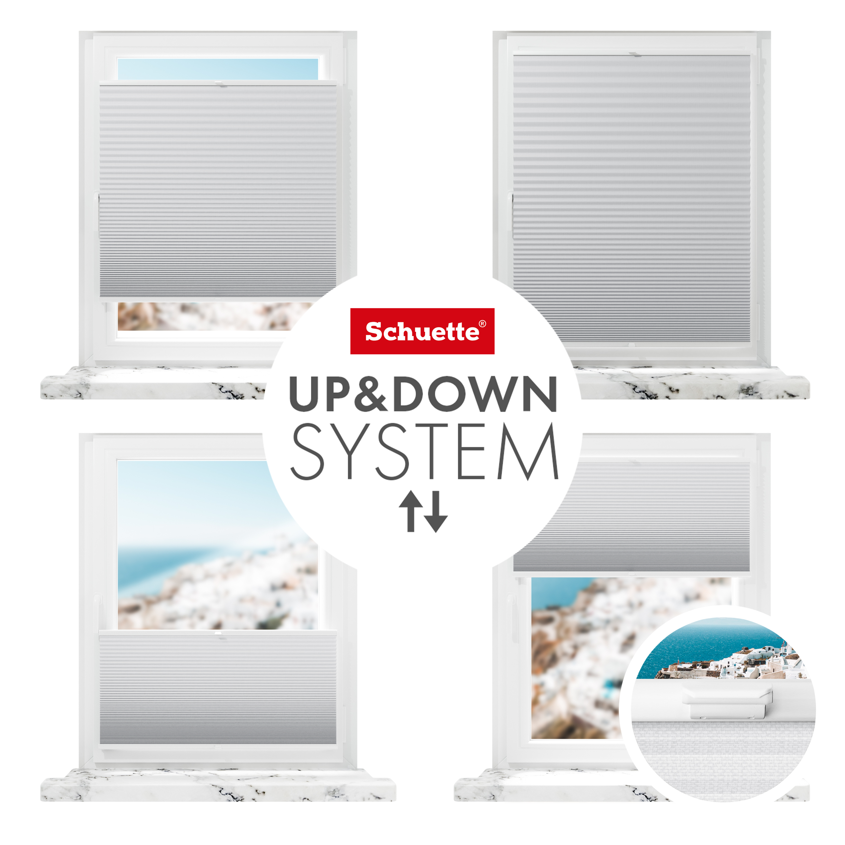 Schuette® Wabenplissee ohne Bohren nach Maß • Klebehalter & Schraubhalter 2in1 Set "Letsbond" • Honey Kollektion: Skyfall (Hellgrau) • Profilfarbe: Walnuss