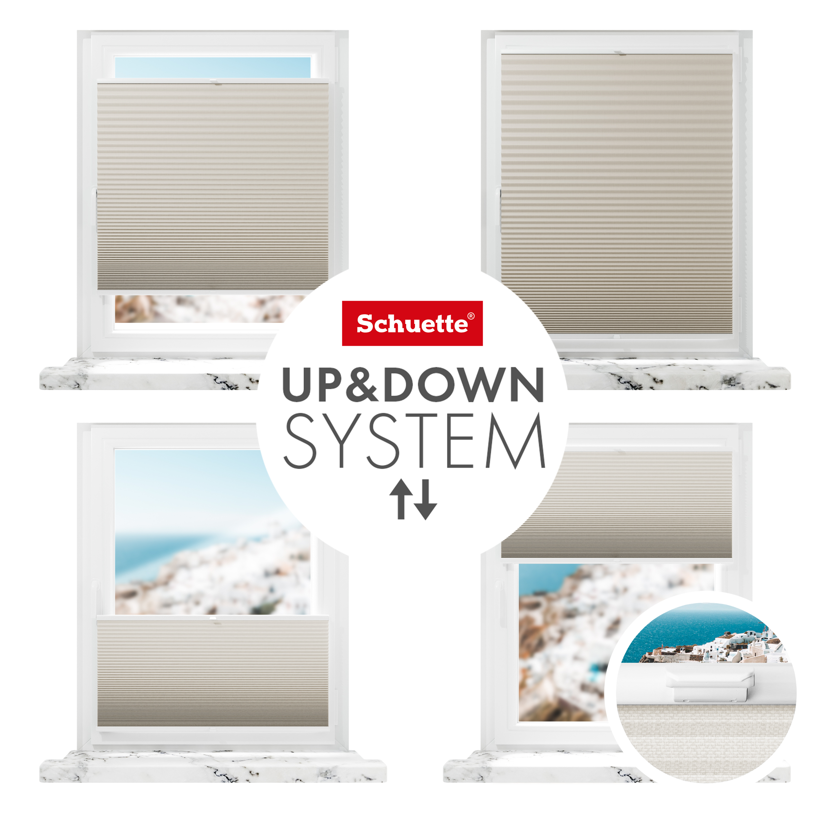 Schuette® Wabenplissee ohne Bohren nach Maß • Klebehalter & Schraubhalter 2in1 Set "Letsbond" Transparent • Honey Kollektion: Belgian Waffle (Creme) • Profilfarbe: Silber