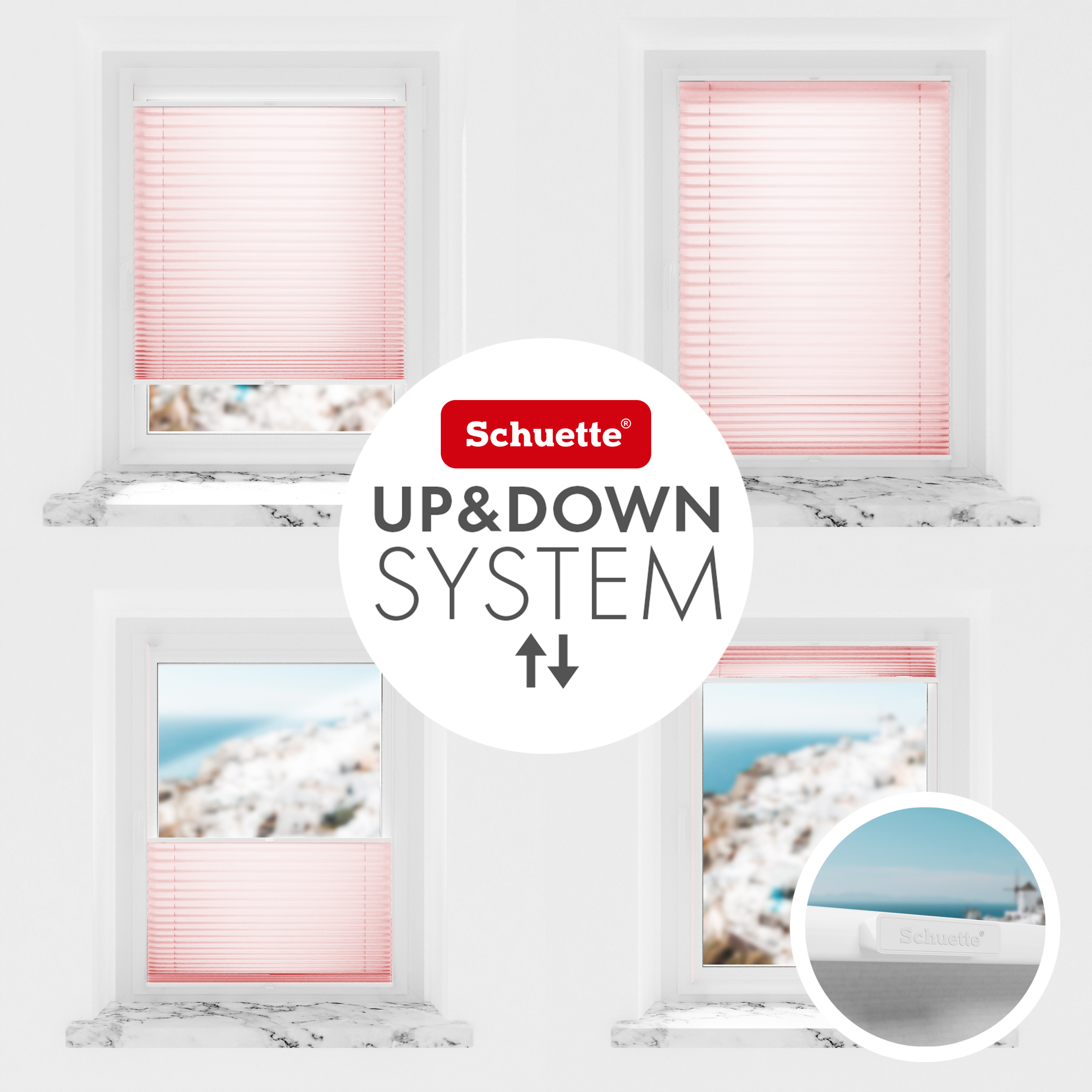 Schuette® Plissee ohne Bohren nach Maß • Suprafix Klemmhalter "X" • Thermo Kollektion: Rosewater (Rosa) • Profilfarbe: Braun