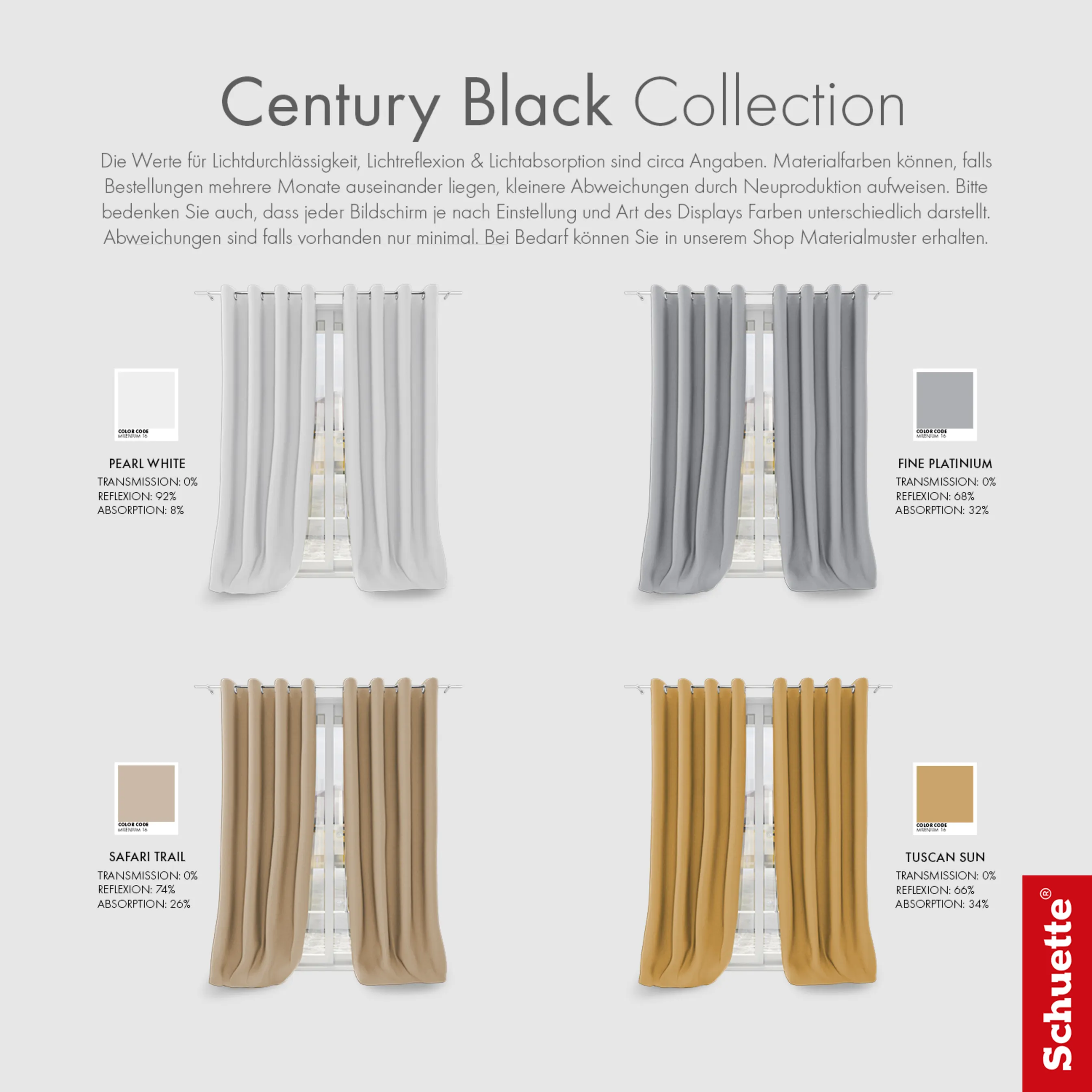 Schuette® Verdunkelungsvorhang Stoffmuster • Century Black Kollektion: Tuscan Sun (Beige)