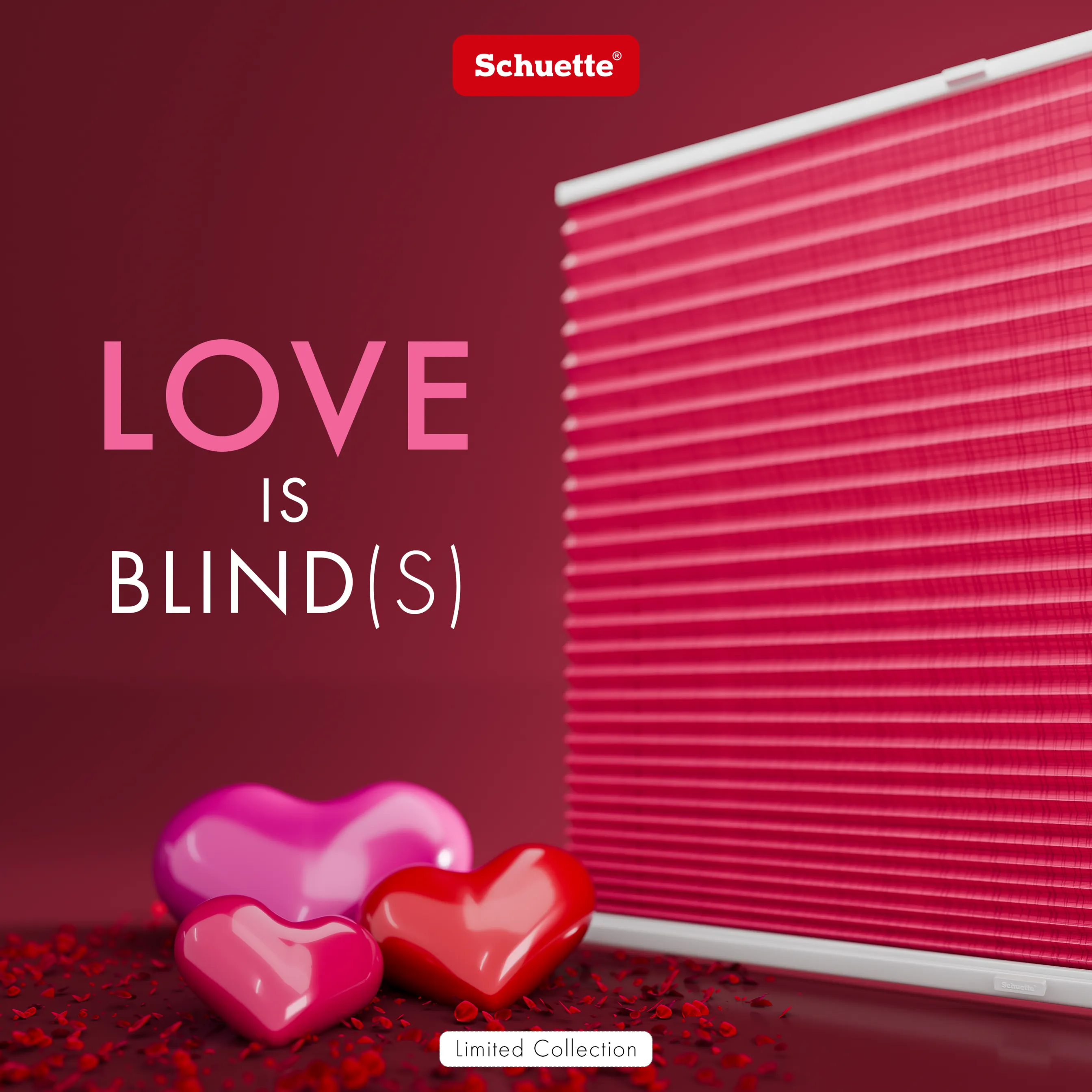 Schuette® Plissee mit Muster nach Maß • Limited Kollektion: Pink Veil (Rosa) • Suprafix Klebe- & Schraubhalter 2in1 Set "Letsbond Transparent" • Profilfarbe: Walnuss