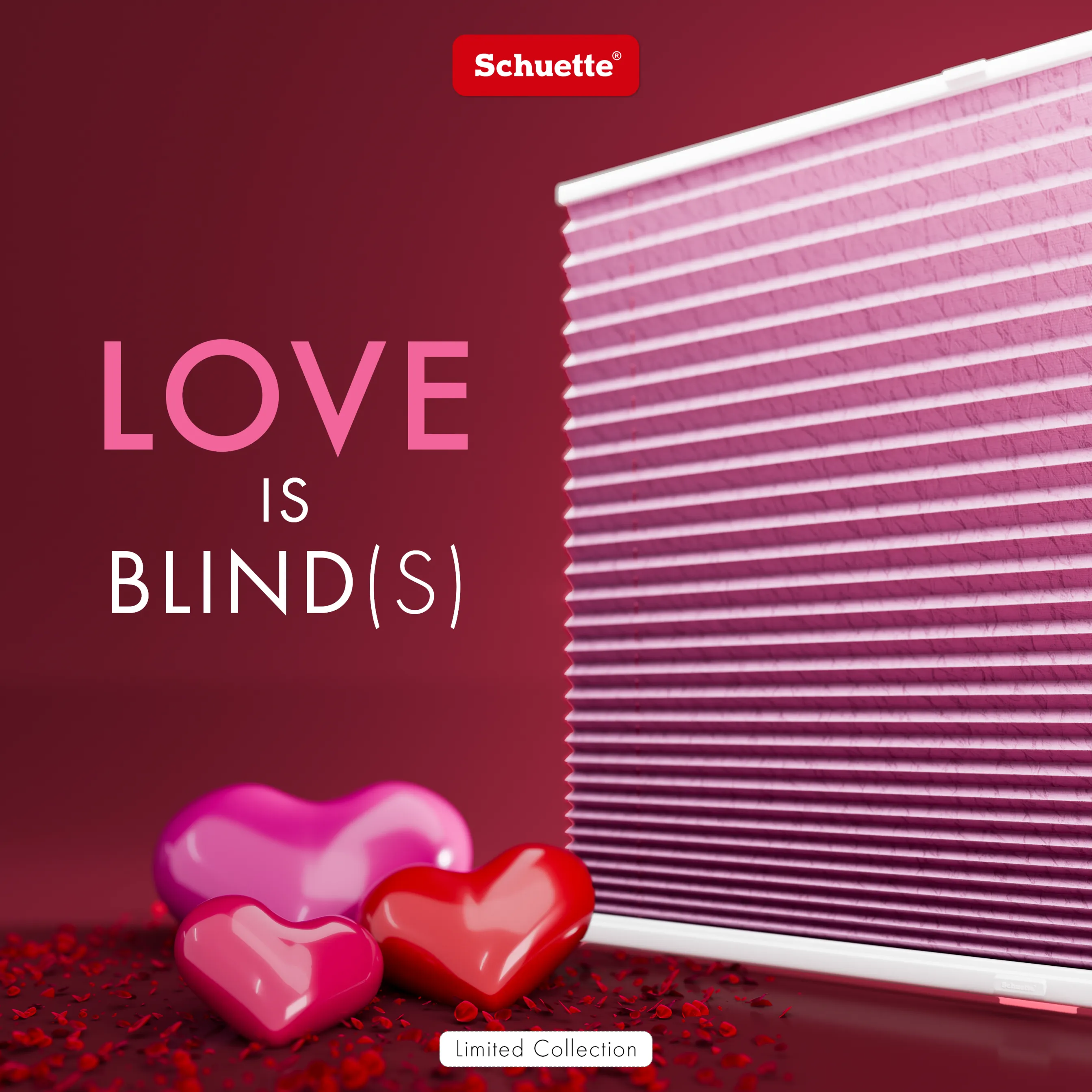 Schuette® Plissee mit Muster nach Maß • Limited Kollektion: Crush on Pink (Rosa) • Suprafix Klebe- & Schraubhalter 2in1 Set "Letsbond" • Profilfarbe: Silber