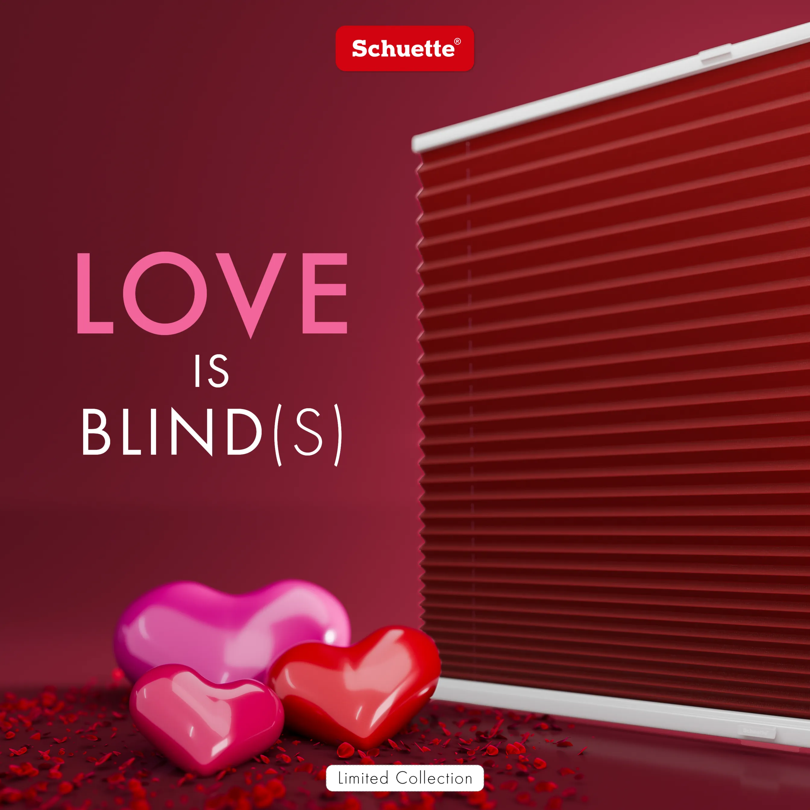 Schuette® Plissee mit Muster nach Maß • Limited Kollektion: Deep Affection (Rot) • Suprafix Halterungen “Mit Bohren” • Profilfarbe: Braun