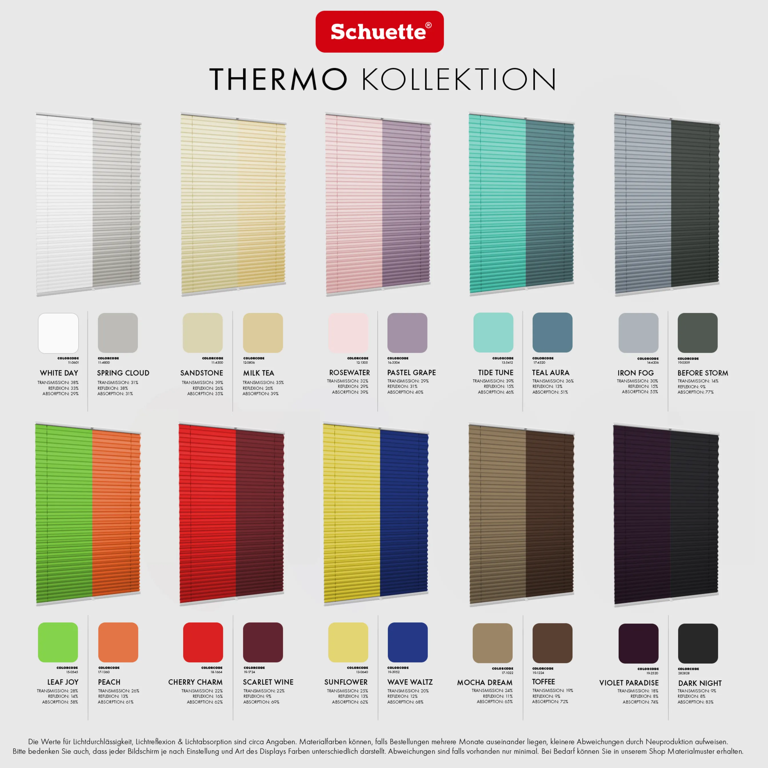 Schuette® Plissee mit Bohren nach Maß • Suprafix "Double 2in1" Schraub- & Klemmhalter • Thermo Kollektion: White Day (Weiß) • Profilfarbe: Eiche