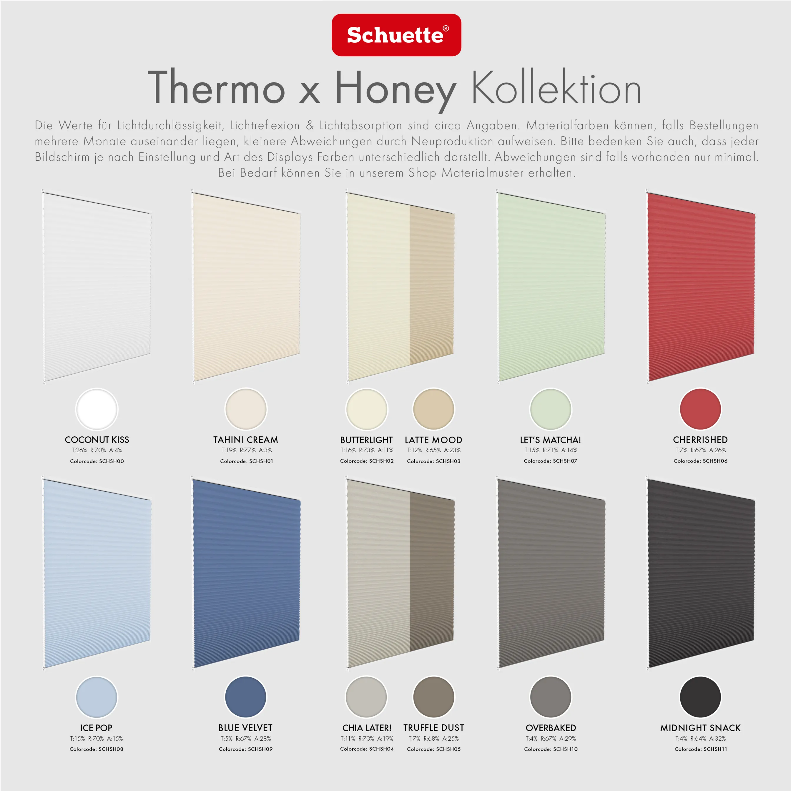 Schuette® Wabenplissee ohne Bohren nach Maß • Klebehalter & Schraubhalter 2in1 Set "Letsbond" Transparent • Thermo x Honey Kollektion: Coconut Kiss (Weiß) • Profilfarbe: Walnuss