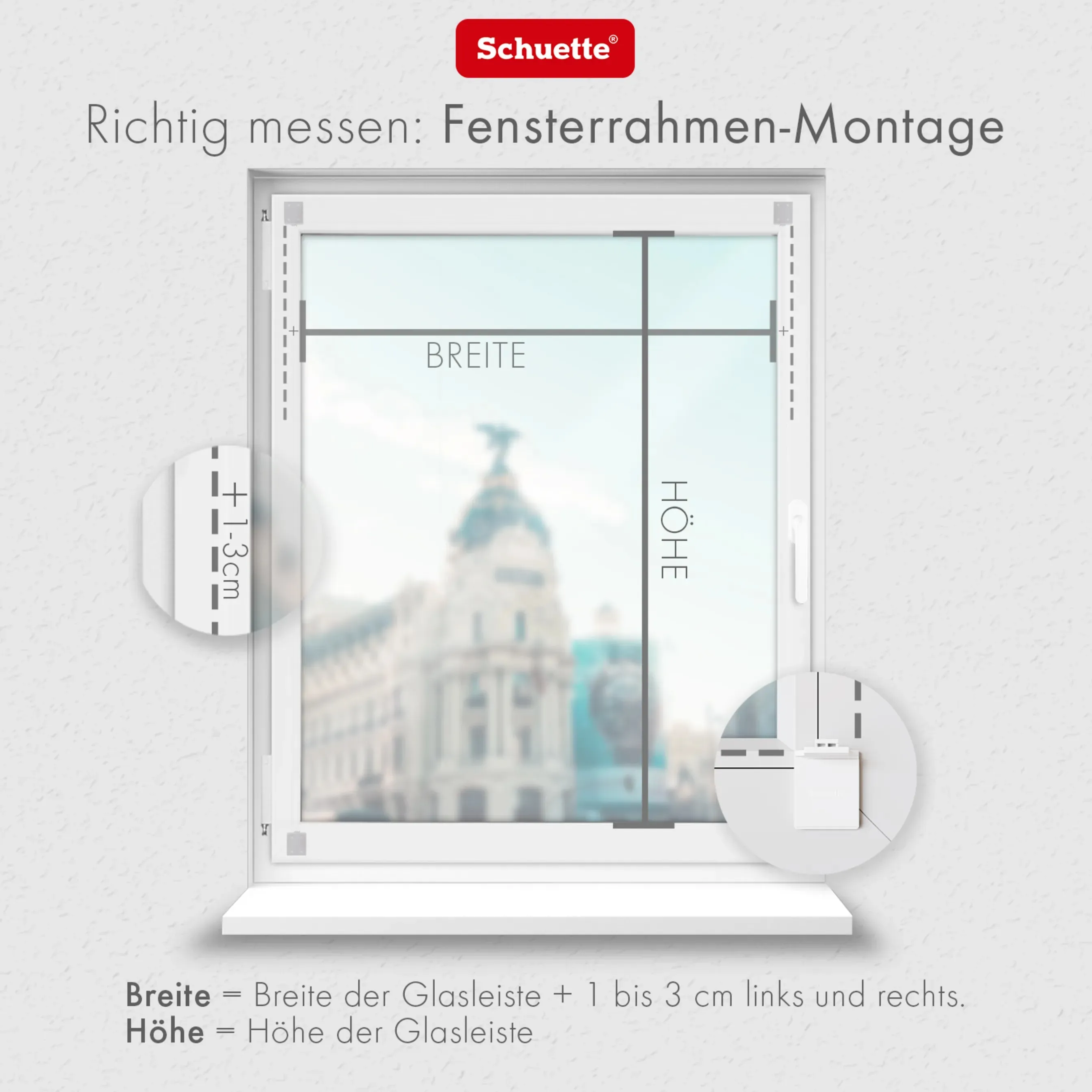 Schuette® Plissee ohne Bohren nach Maß • Suprafix Halterung “Zum Kleben” • Melange Kollektion: Rocky Mountain (Grau) • Profilfarbe: Braun