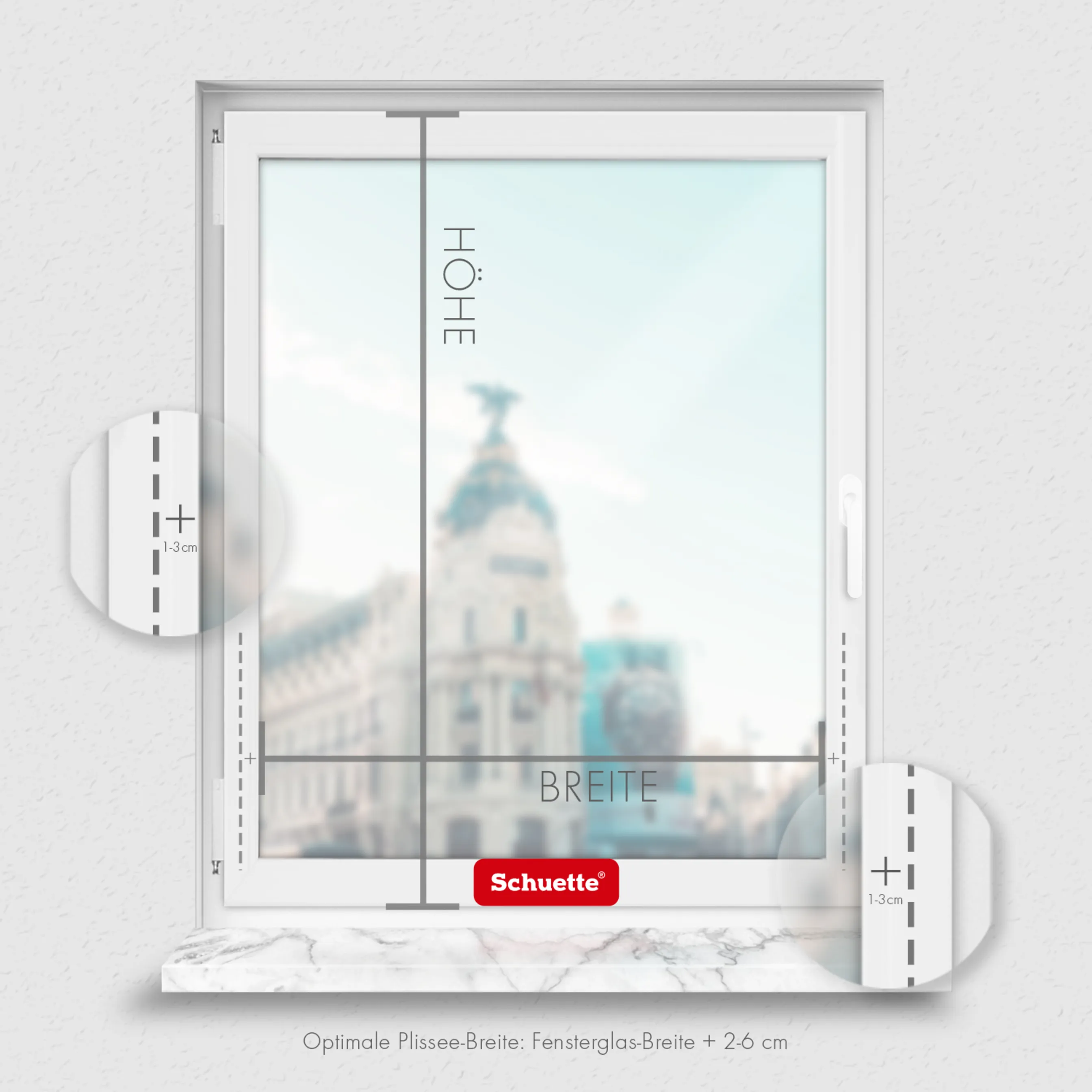 Schuette® Plissee ohne Bohren nach Maß • Suprafix Klemmhalter “Incognito X" • Dolomite Kollektion: Cold Morning (Grau) • Profilfarbe: Weiß