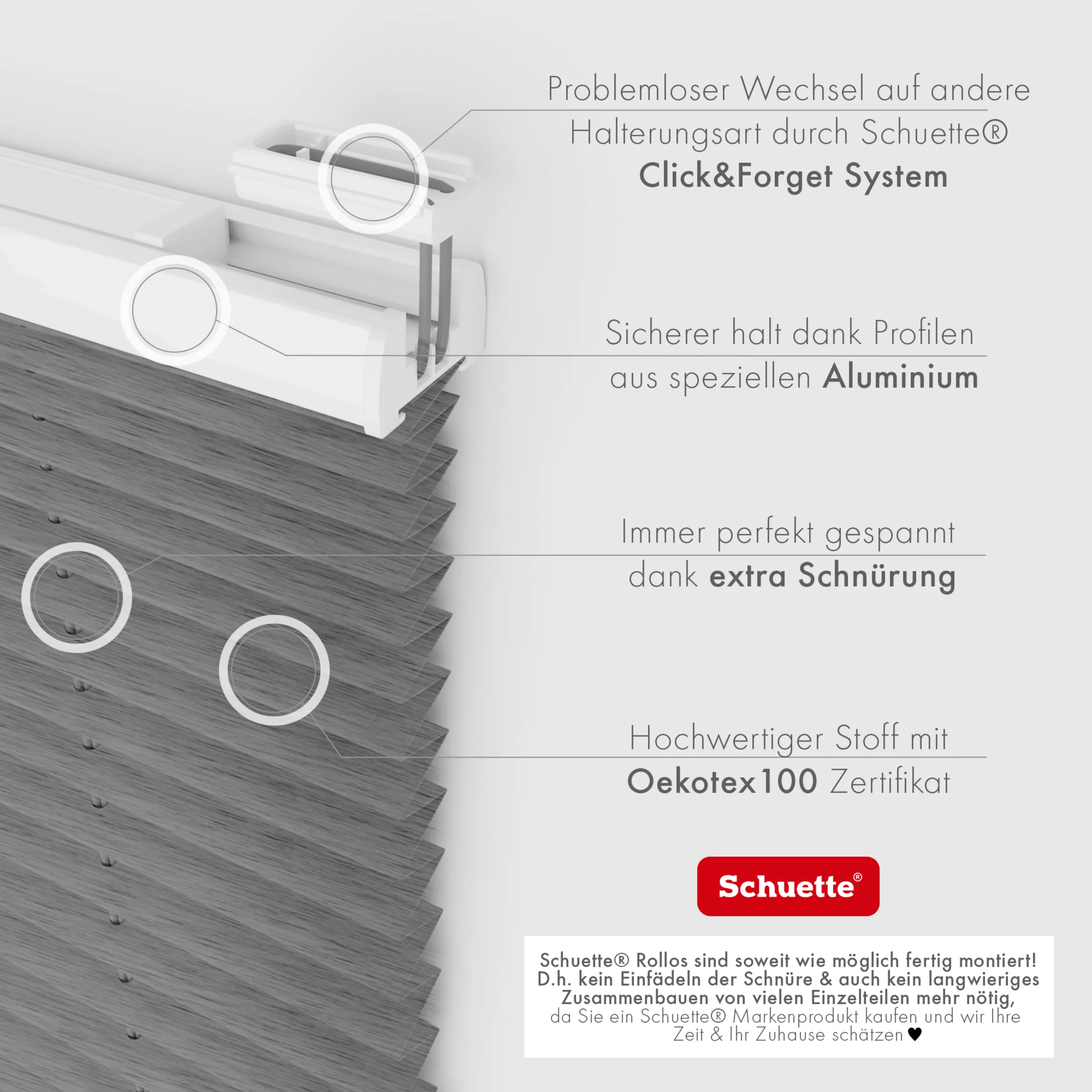 Schuette® Dachfenster Plissee nach Maß • Dolomite Kollektion: Dark Vintage (Grau) • Profilfarbe: Silber
