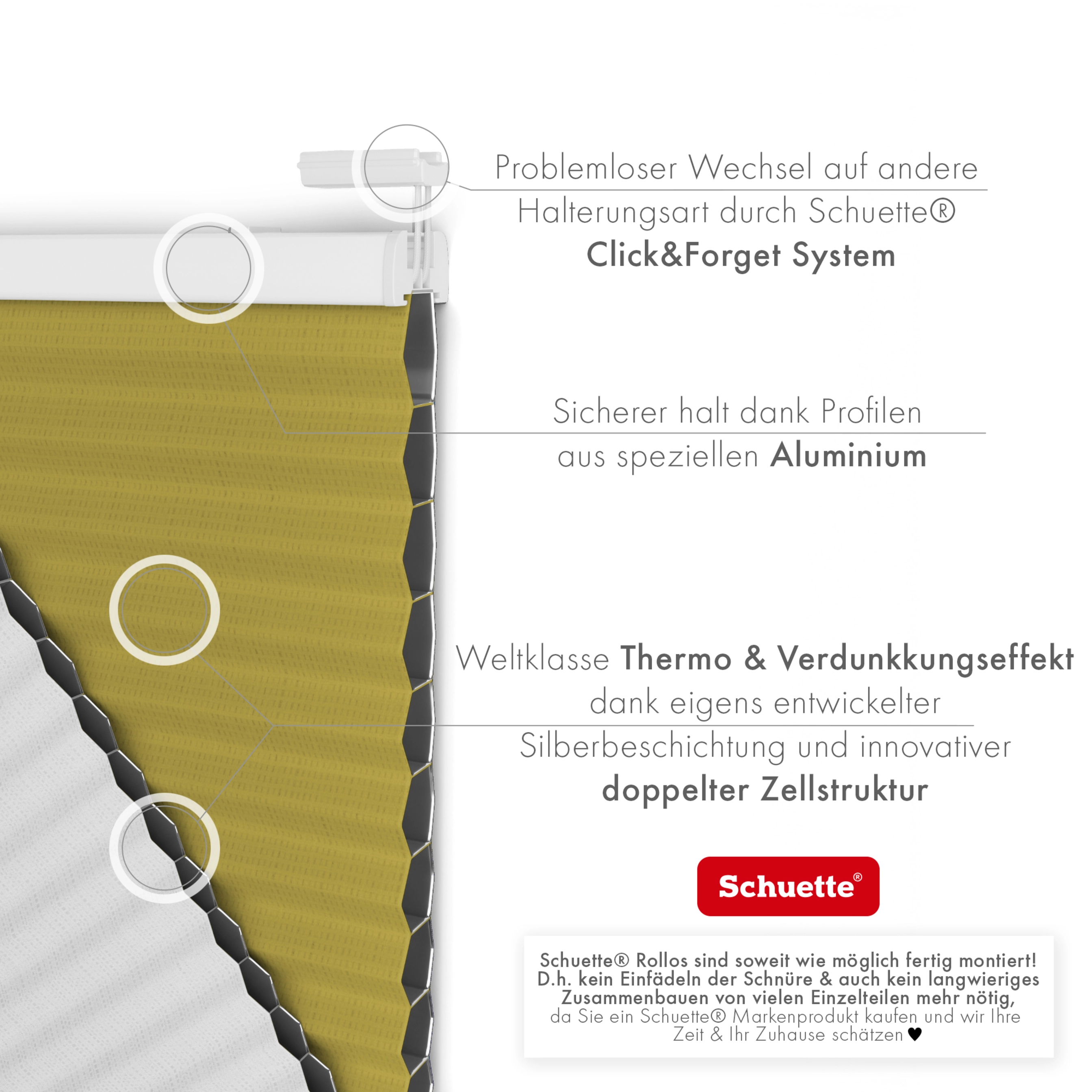 Schuette® Dachfenster Wabenplissee nach Maß • Honey Kollektion: Olive Branch (Olivgrün) • Profilfarbe: Weiß